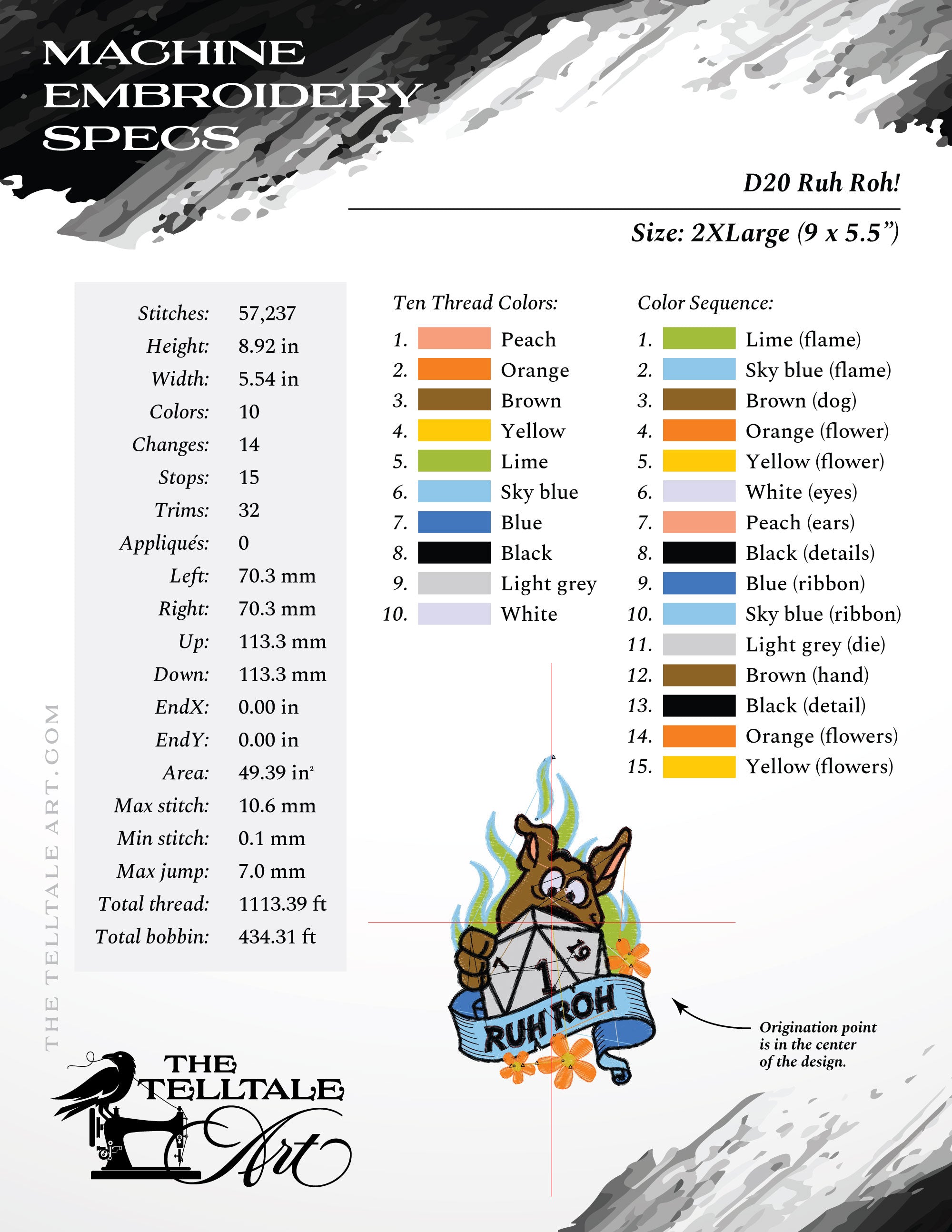 Ruh Roh! D20 Mashup Design – Eight Sizes 4 to 11 Inches