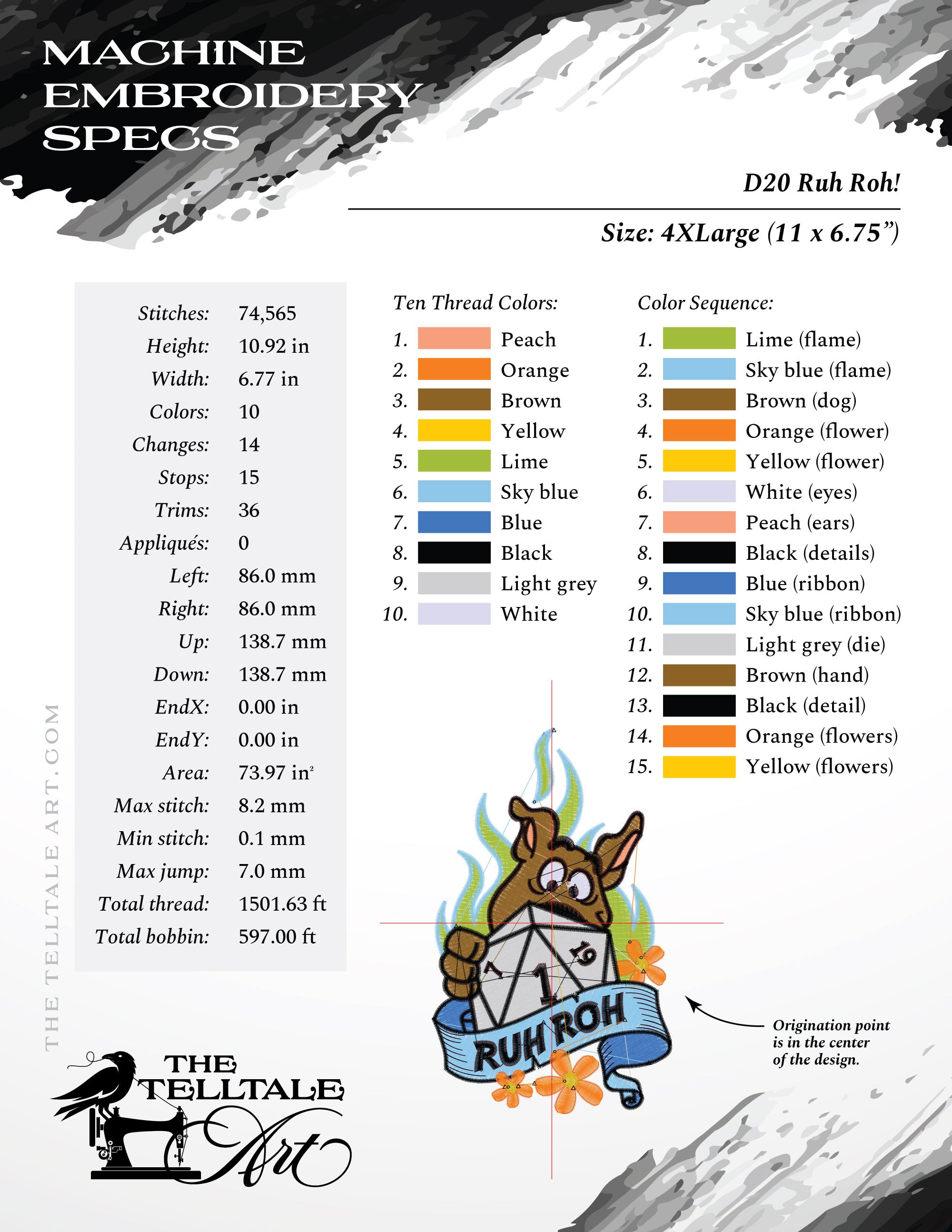 Ruh Roh! D20 Mashup Design – Eight Sizes 4 to 11 Inches