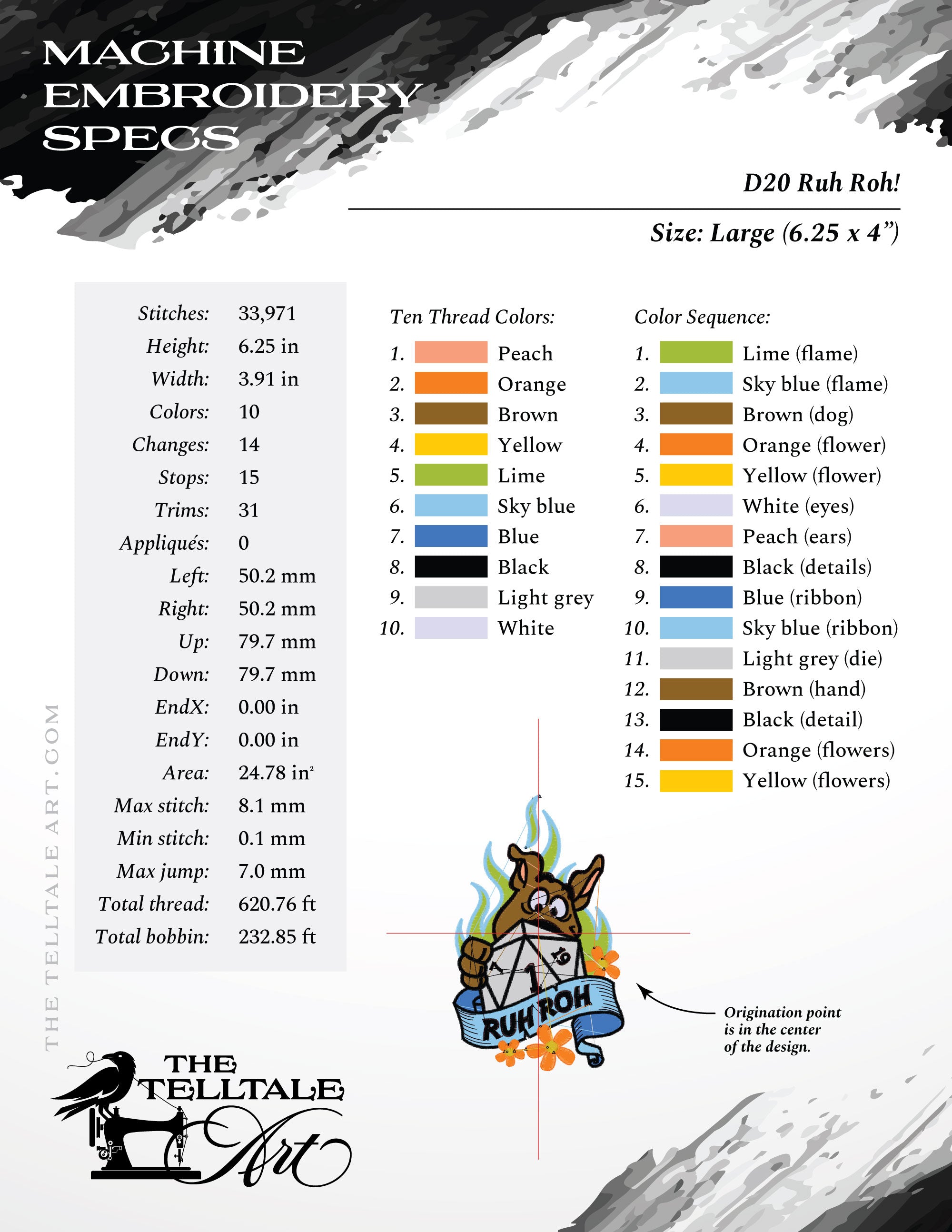 Ruh Roh! D20 Mashup Design – Eight Sizes 4 to 11 Inches