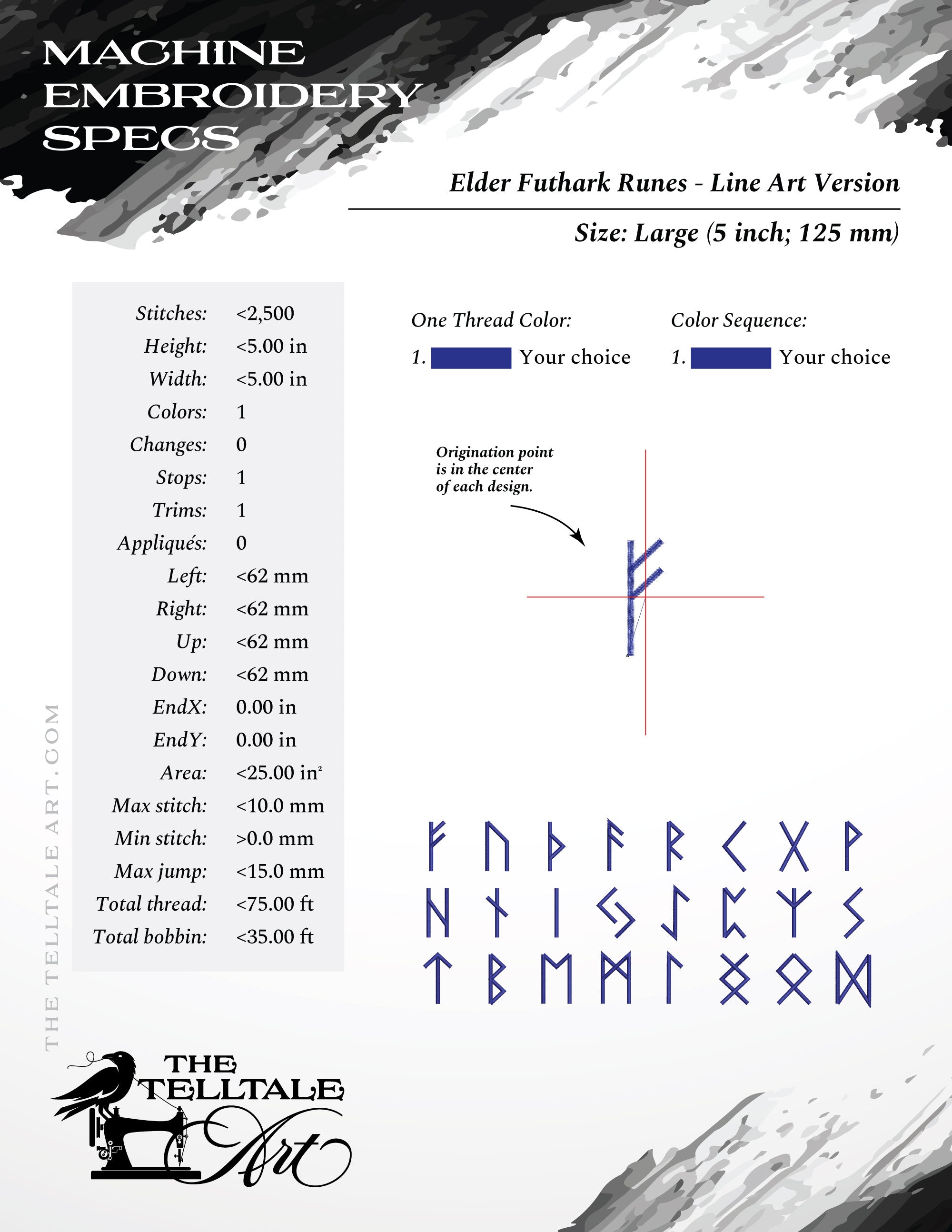 Basic Futhark Rune Alphabet Set – 24 Runes – Two Line Art Styles: Satin & Faux Floss