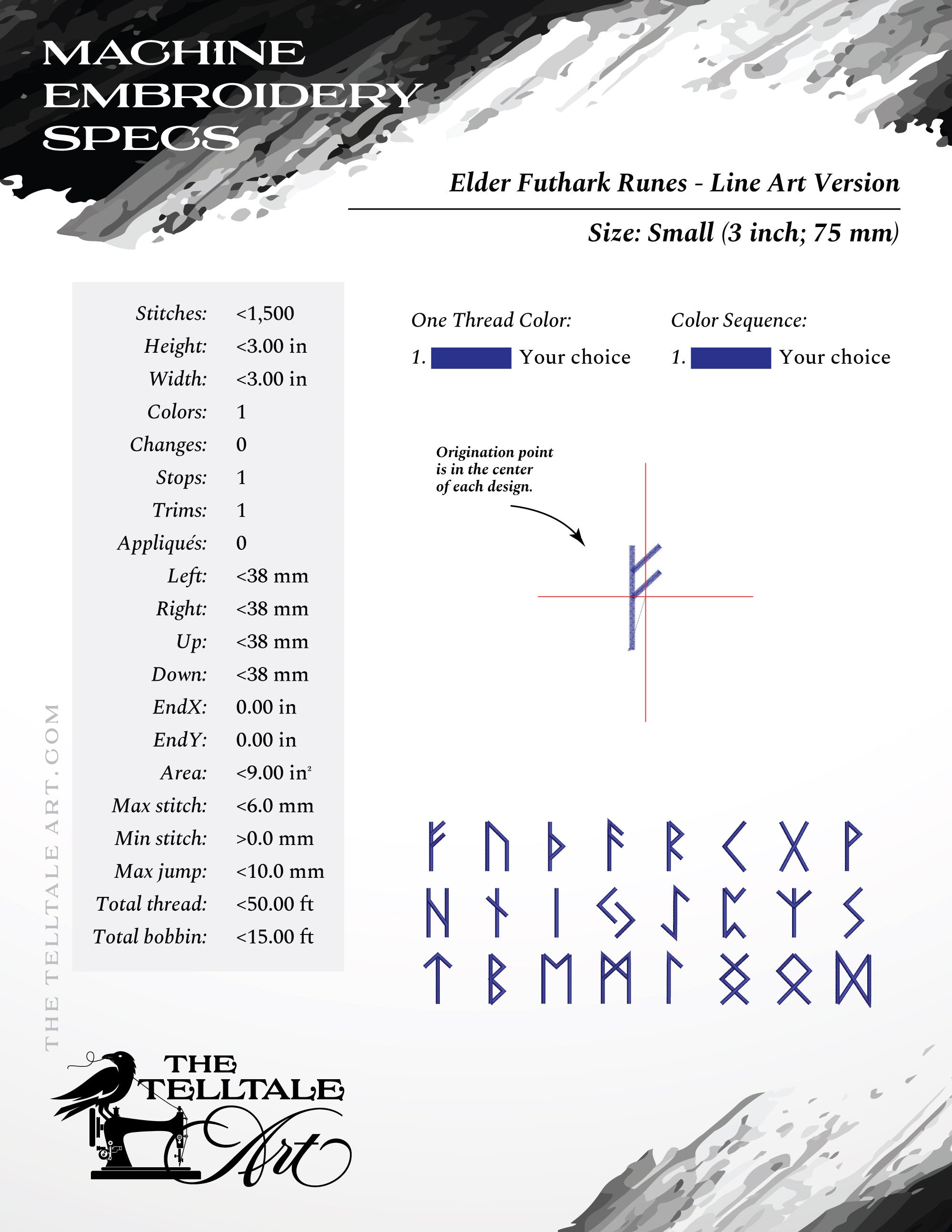 Basic Futhark Rune Alphabet Set – 24 Runes – Two Line Art Styles: Satin & Faux Floss