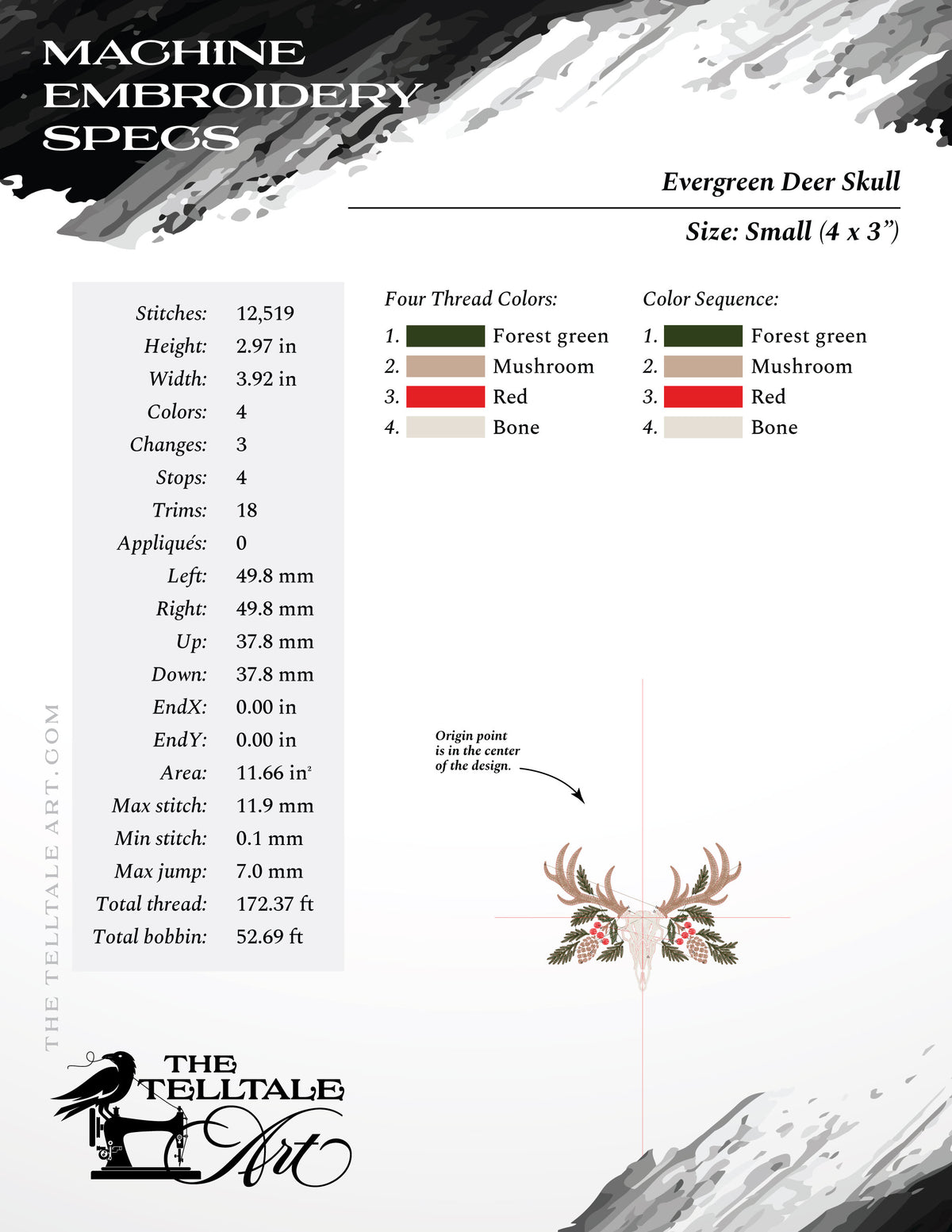 Old Gods Winter Supply – Set Includes Deer Skull, Evergreen Designs & Matching Border Piece
