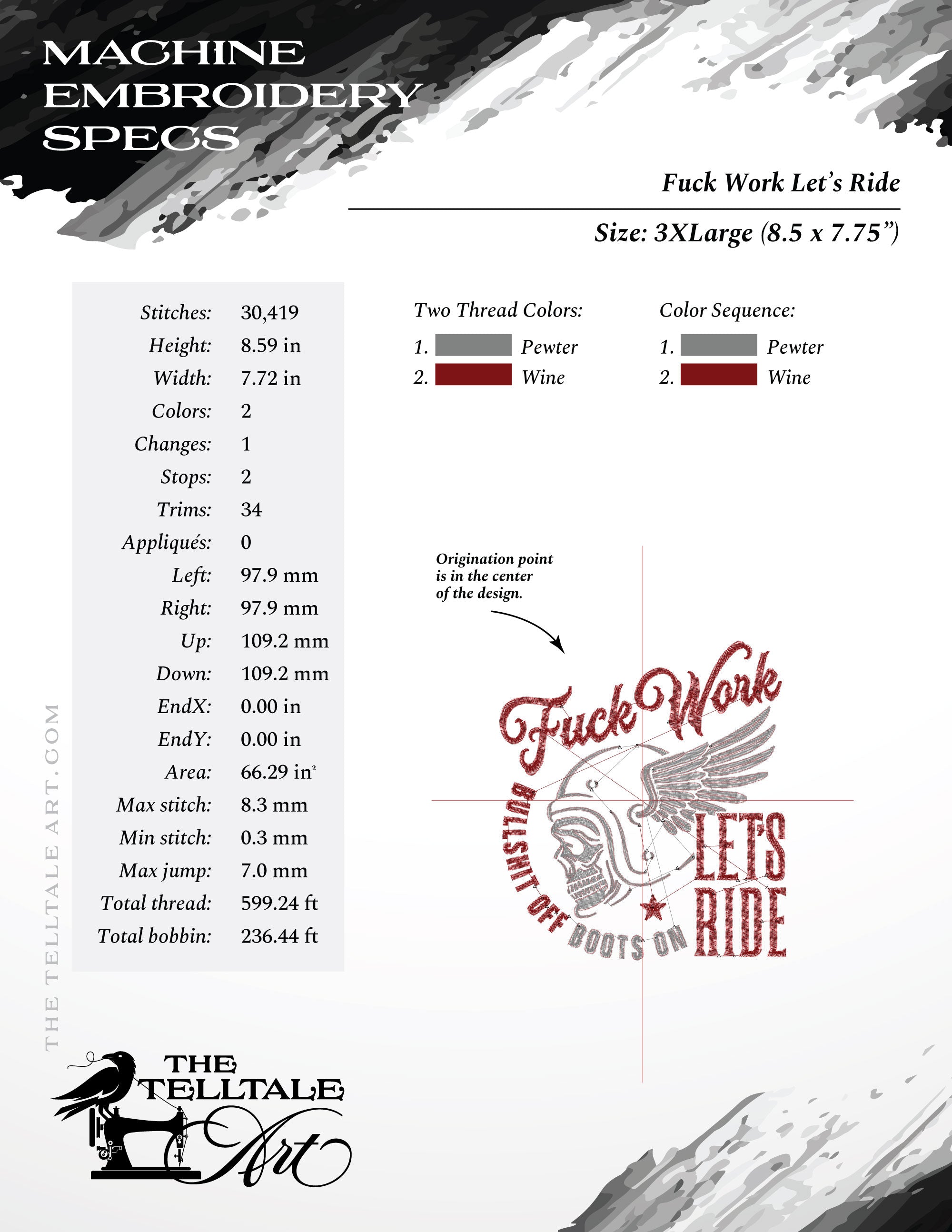 Let’s Ride – Nine Sizes 4 to 11 Inches – Vintage Biker Skull