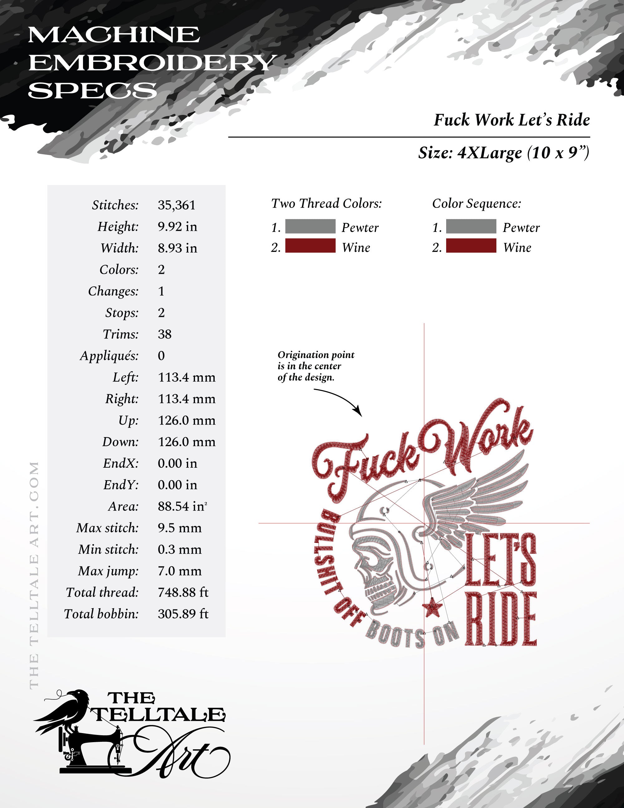 Let’s Ride – Nine Sizes 4 to 11 Inches – Vintage Biker Skull