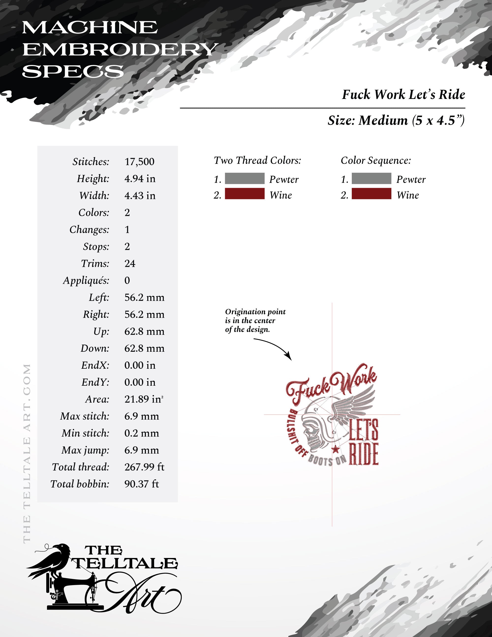 Let’s Ride – Nine Sizes 4 to 11 Inches – Vintage Biker Skull