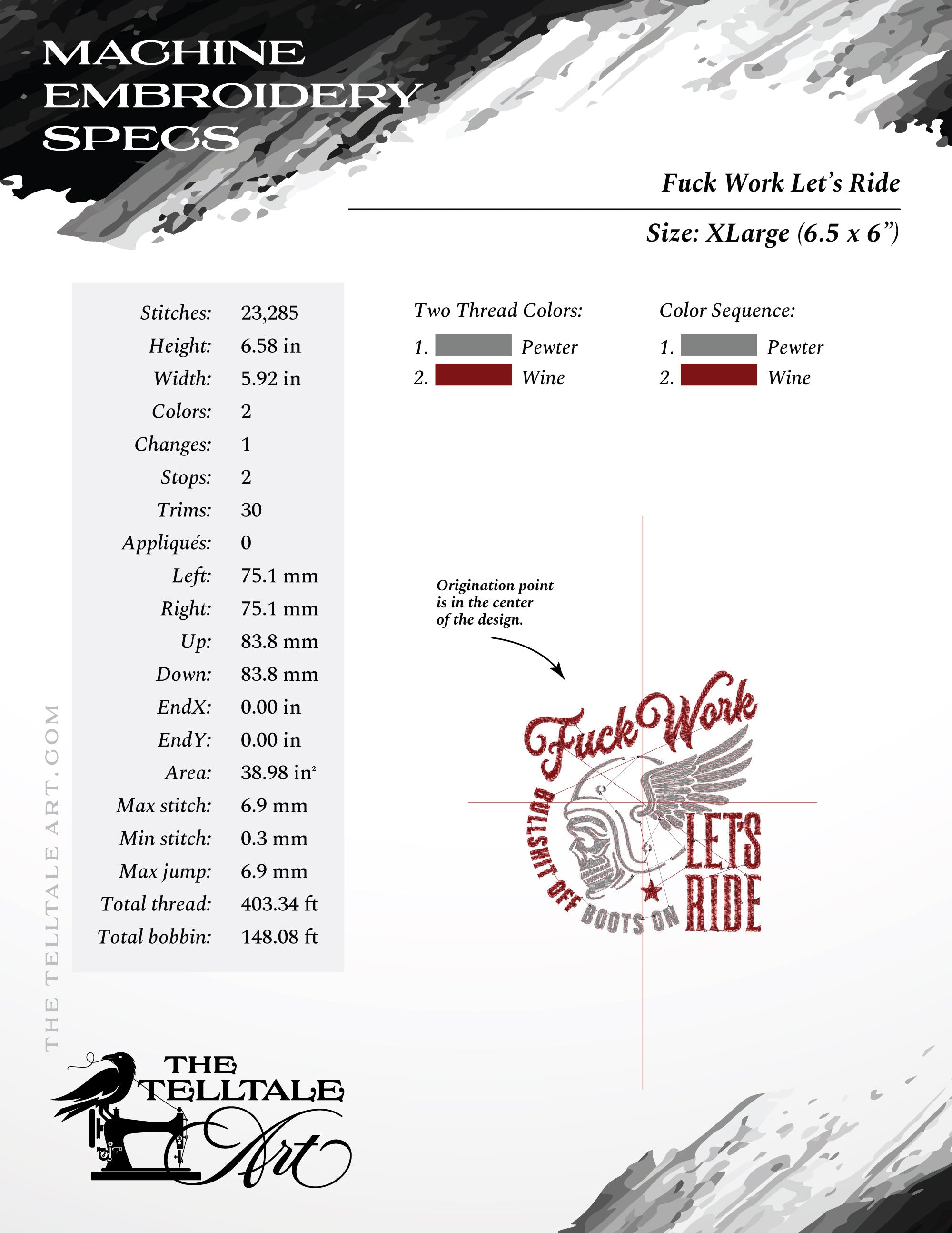 Let’s Ride – Nine Sizes 4 to 11 Inches – Vintage Biker Skull