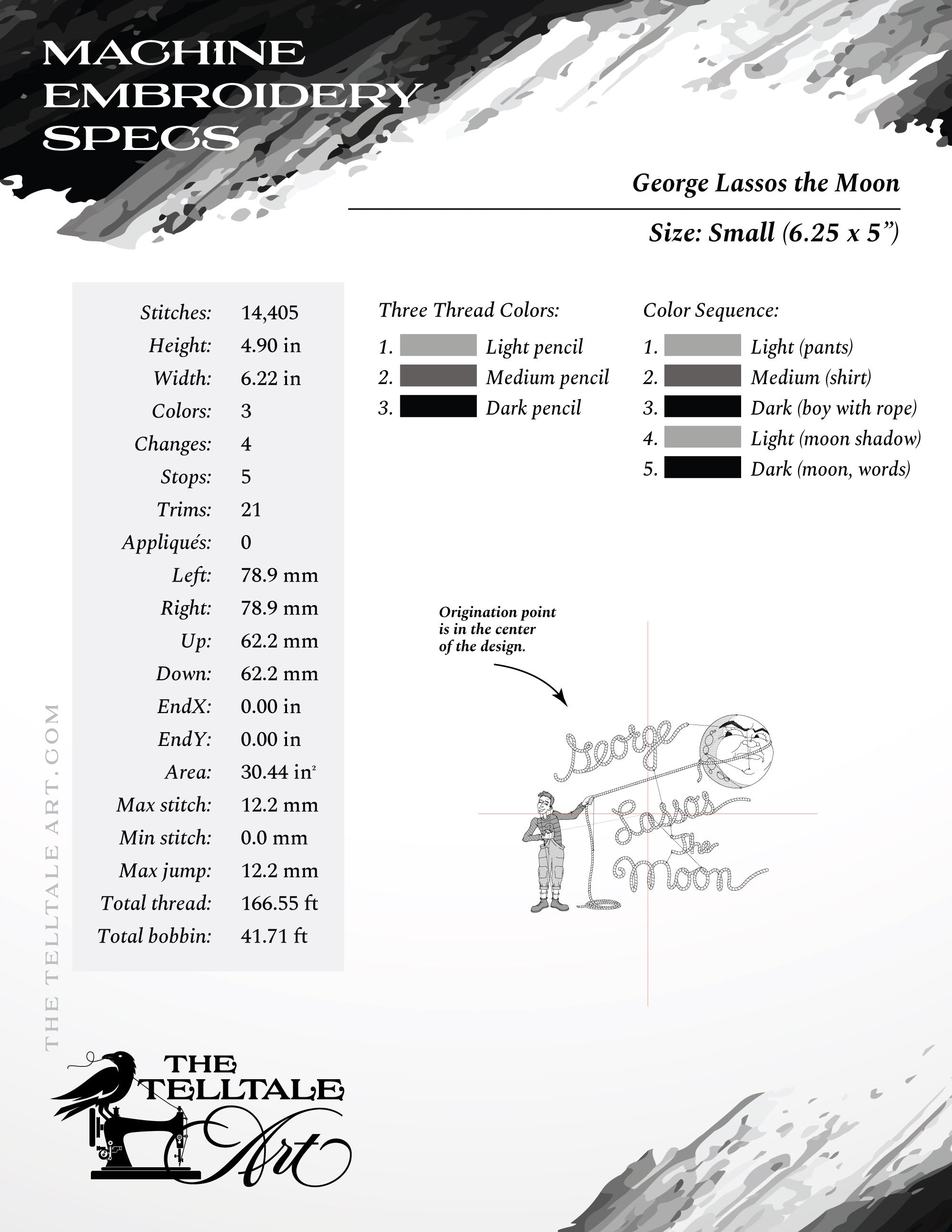 George Lassos the Moon – Five Sizes 7 to 12 Inches, Plus Separate Pieces for 4x4 Hoops
