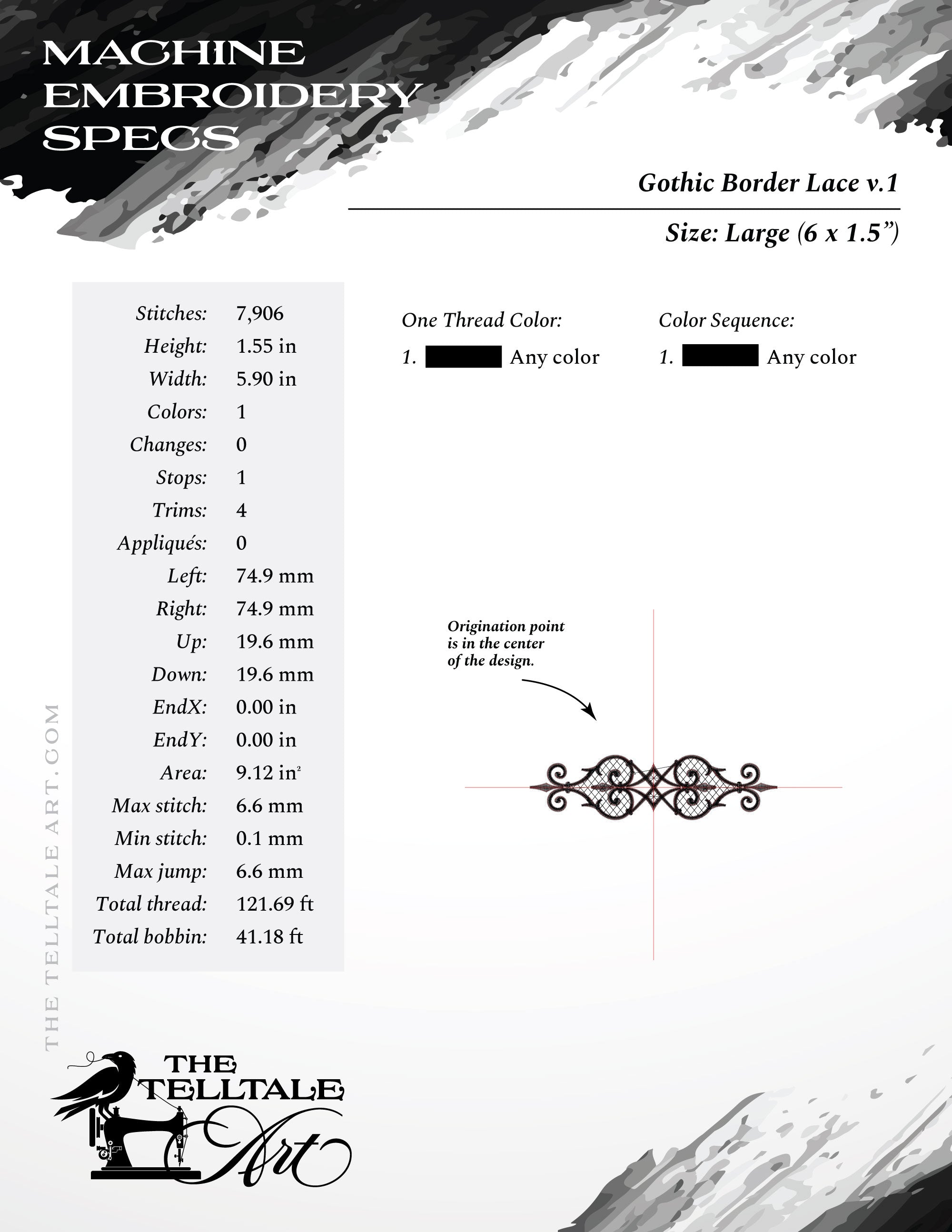 Ornate Gothic Heart/Spade Border – Includes Clean Satin and Lacework Fill – Five Sizes 4 to 8 Inches