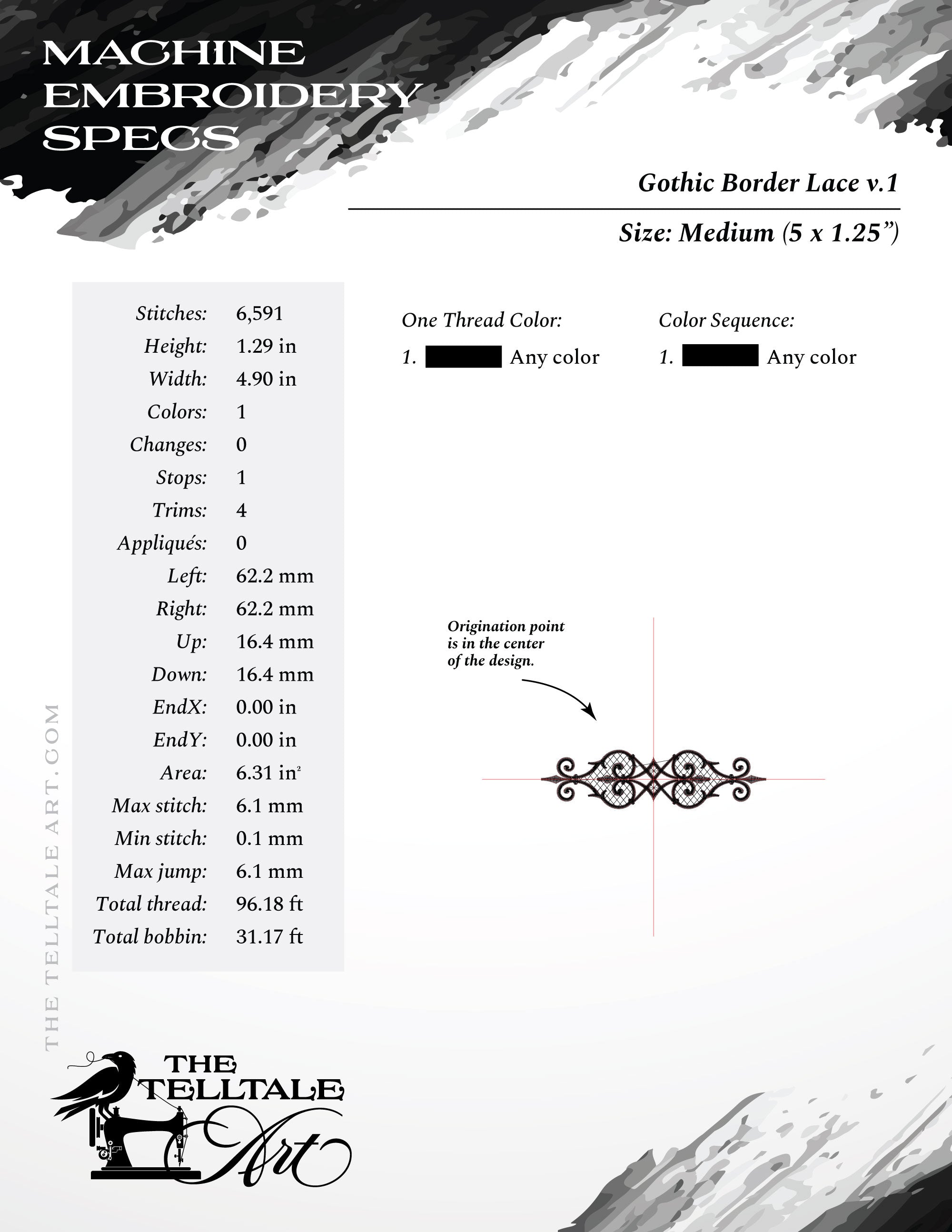 Ornate Gothic Heart/Spade Border – Includes Clean Satin and Lacework Fill – Five Sizes 4 to 8 Inches