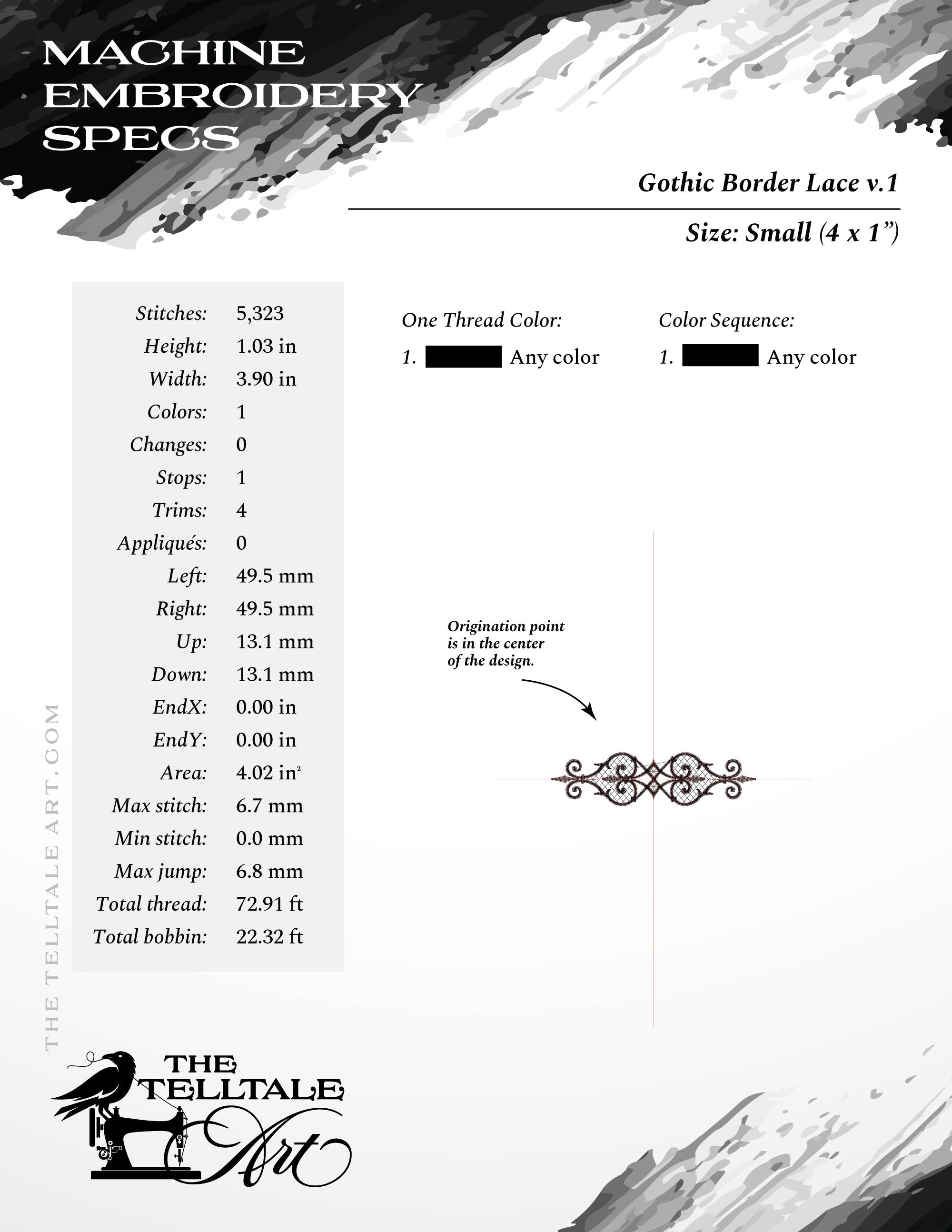 Ornate Gothic Heart/Spade Border – Includes Clean Satin and Lacework Fill – Five Sizes 4 to 8 Inches