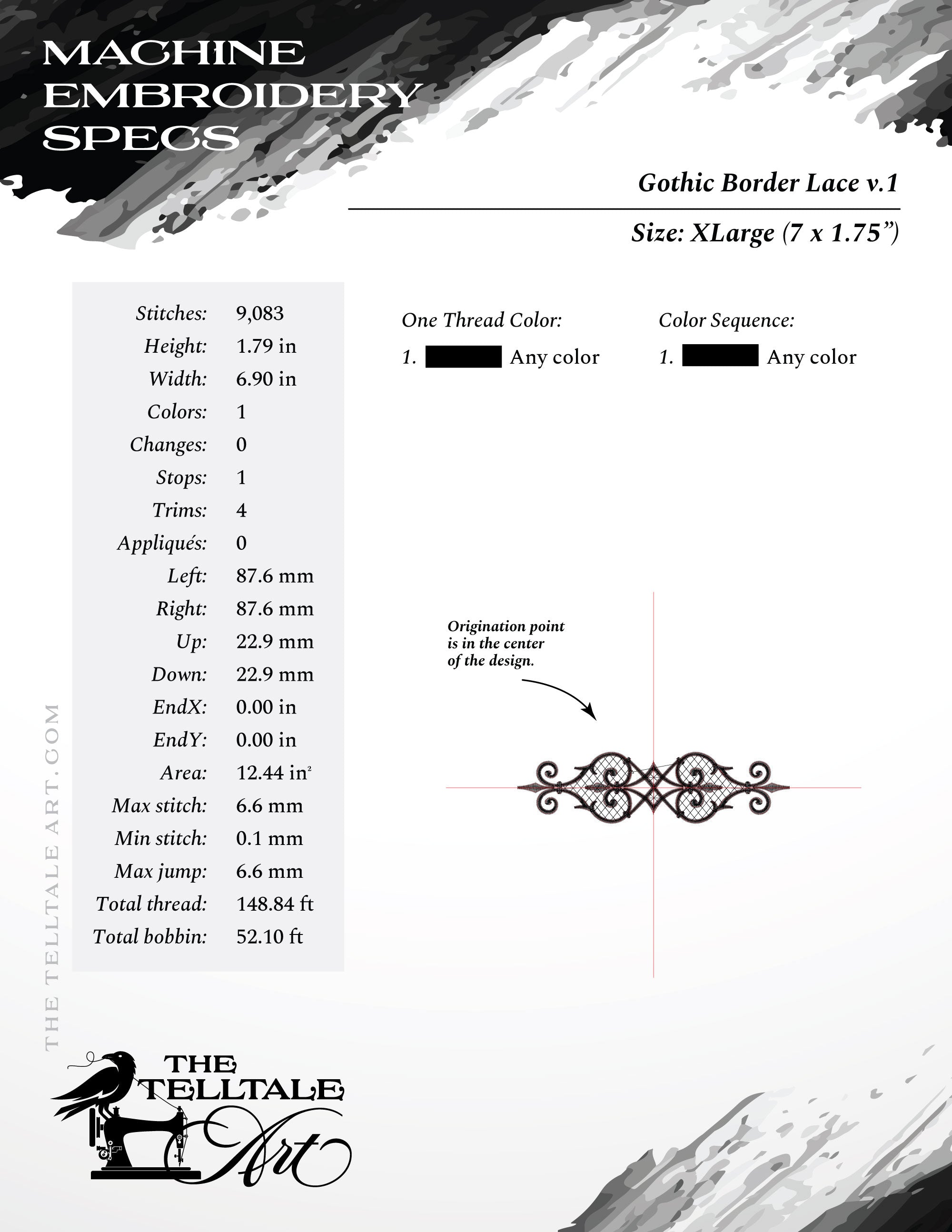 Ornate Gothic Heart/Spade Border – Includes Clean Satin and Lacework Fill – Five Sizes 4 to 8 Inches