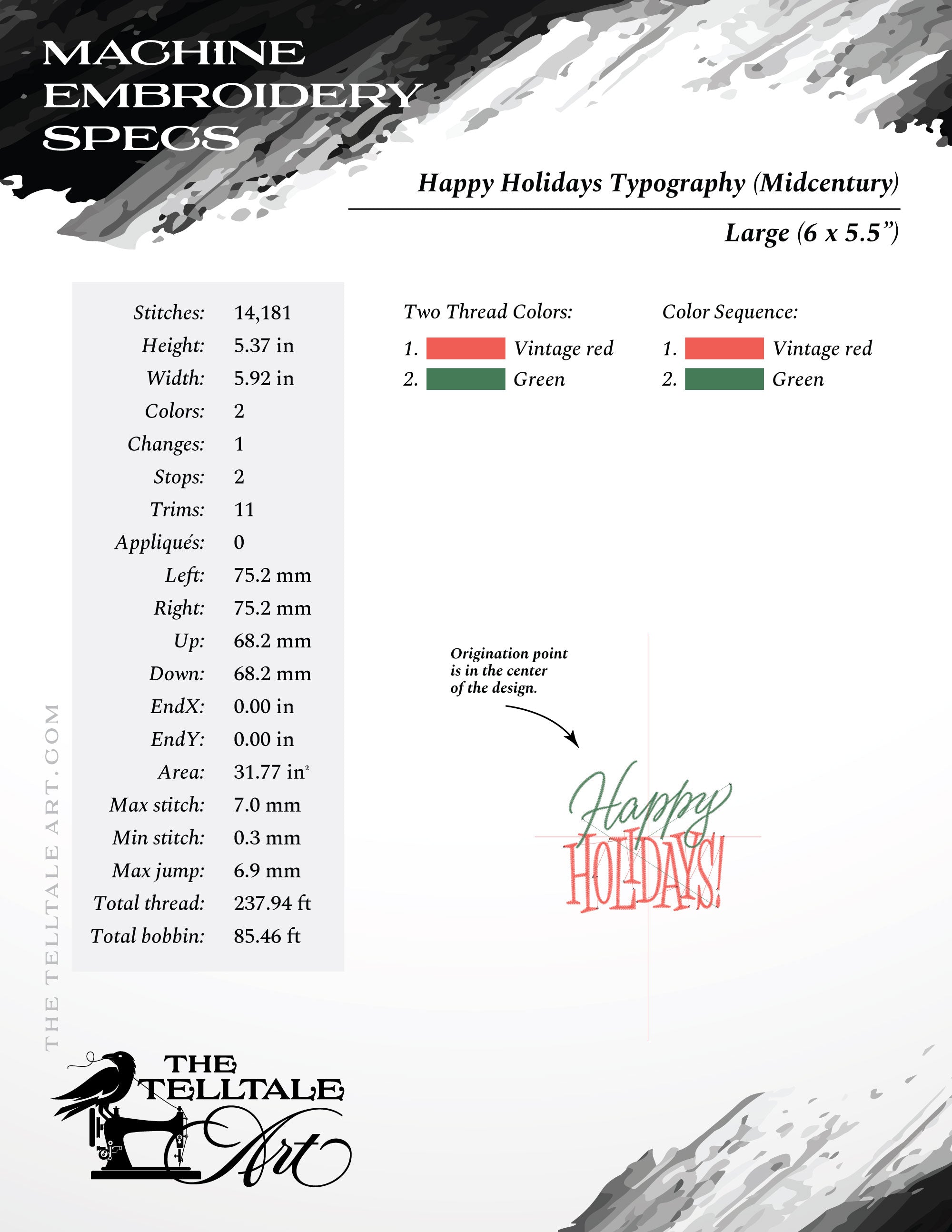 Happy Holidays – Six Sizes 4 to 10 Inches – Midcentury Typography