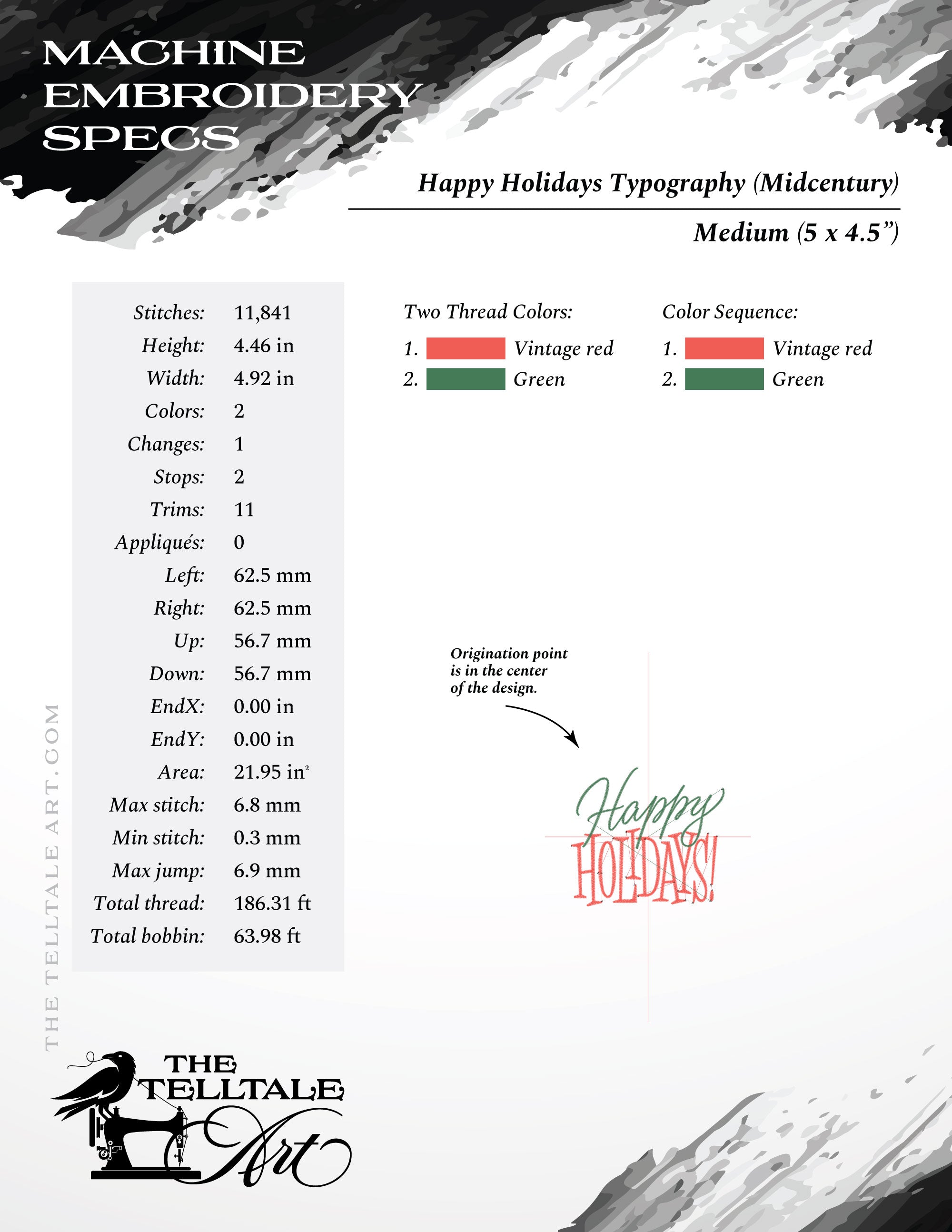Happy Holidays – Six Sizes 4 to 10 Inches – Midcentury Typography