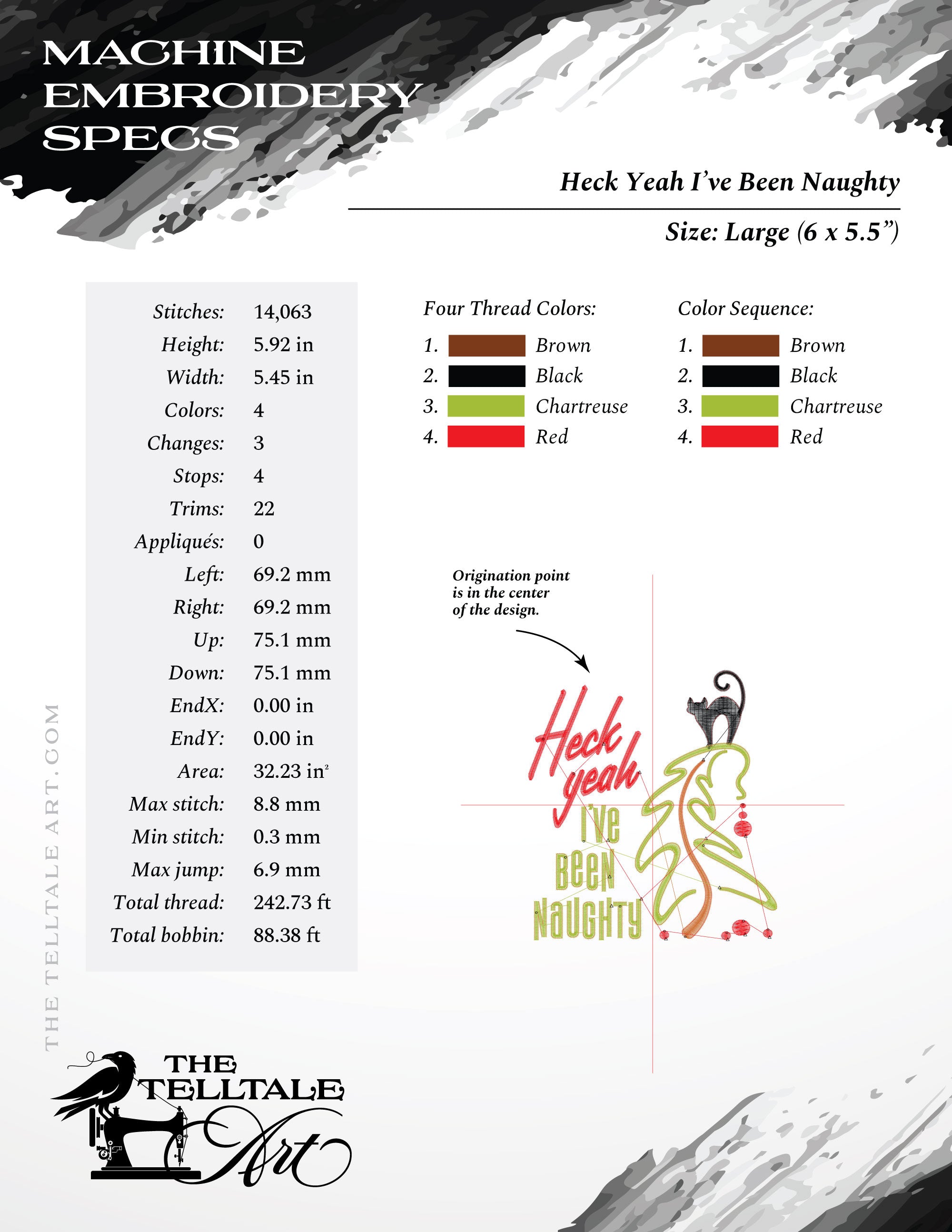 Heck Yeah I’ve Been Naughty – Midcentury Cat & Tree – Five Sizes 4 to 8 Inches – Retro Christmas