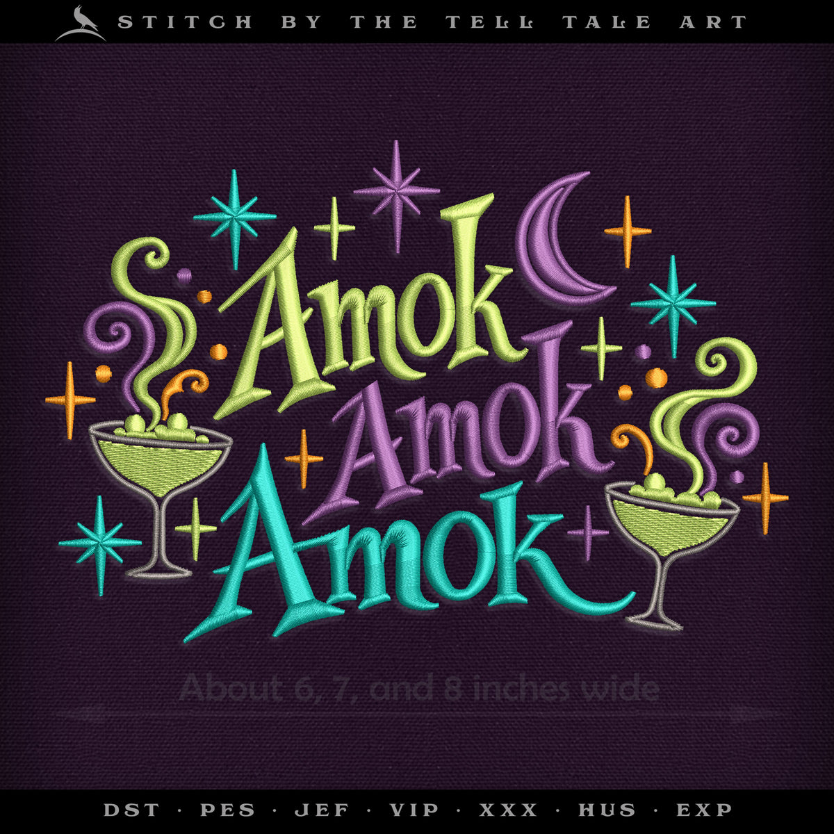 Amok Amok Amok – Midcentury Hocus Pocus Typography – Three Sizes 6 to 8 Inches