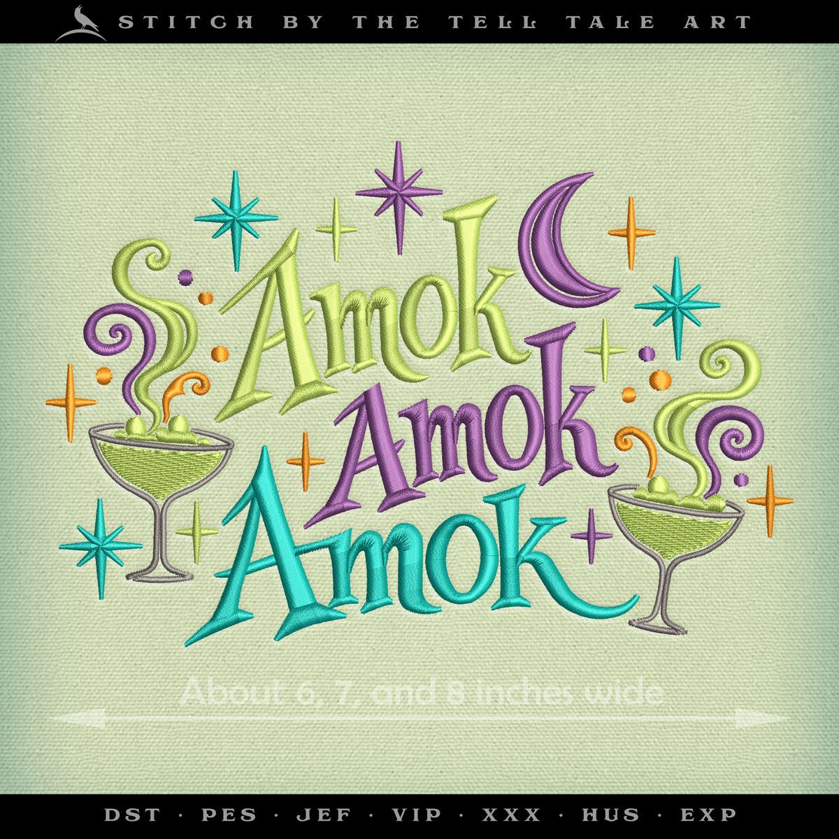 Amok Amok Amok – Midcentury Hocus Pocus Typography – Three Sizes 6 to 8 Inches