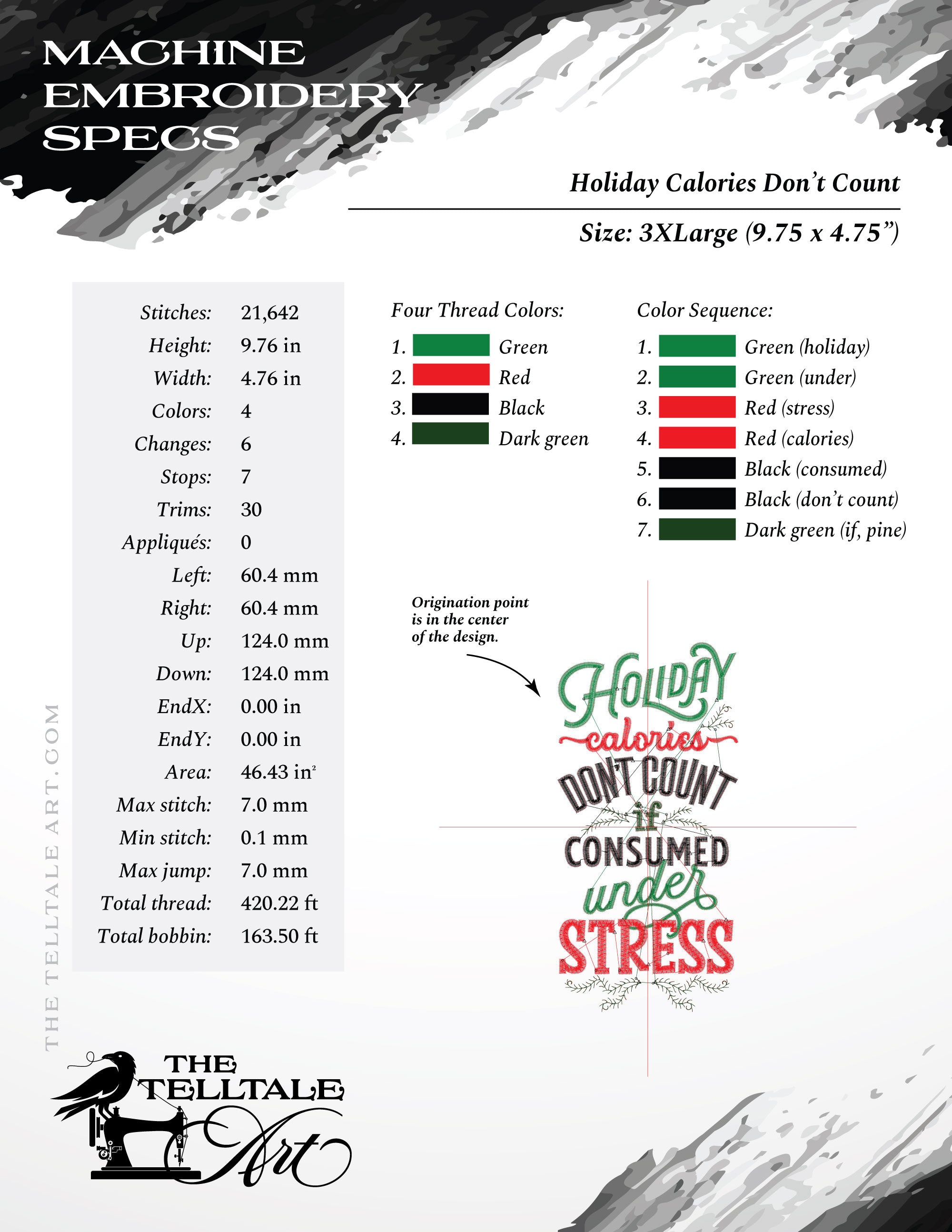 Holiday Calories Don’t Count Under Stress – Seven Sizes 4 to 11 Inches