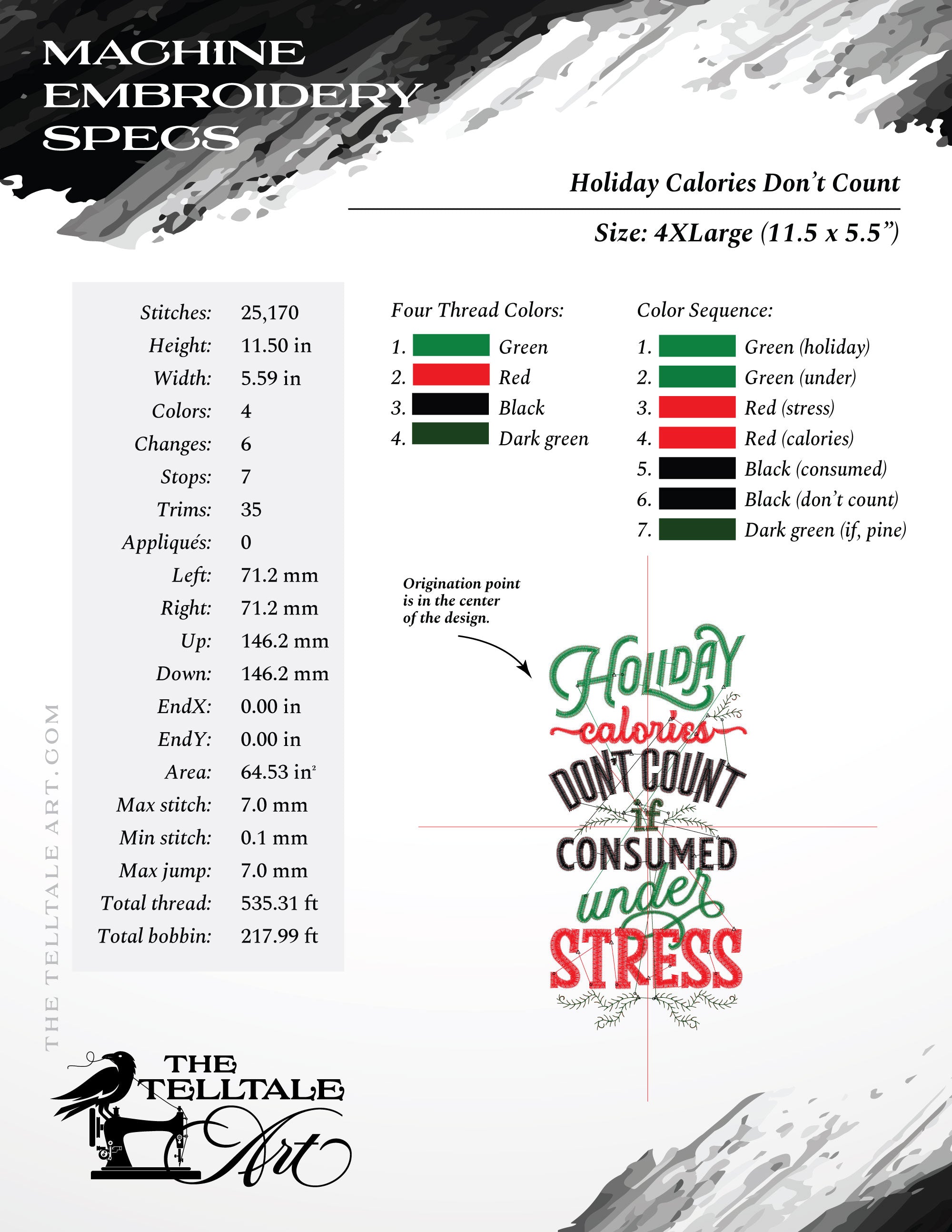 Holiday Calories Don’t Count Under Stress – Seven Sizes 4 to 11 Inches