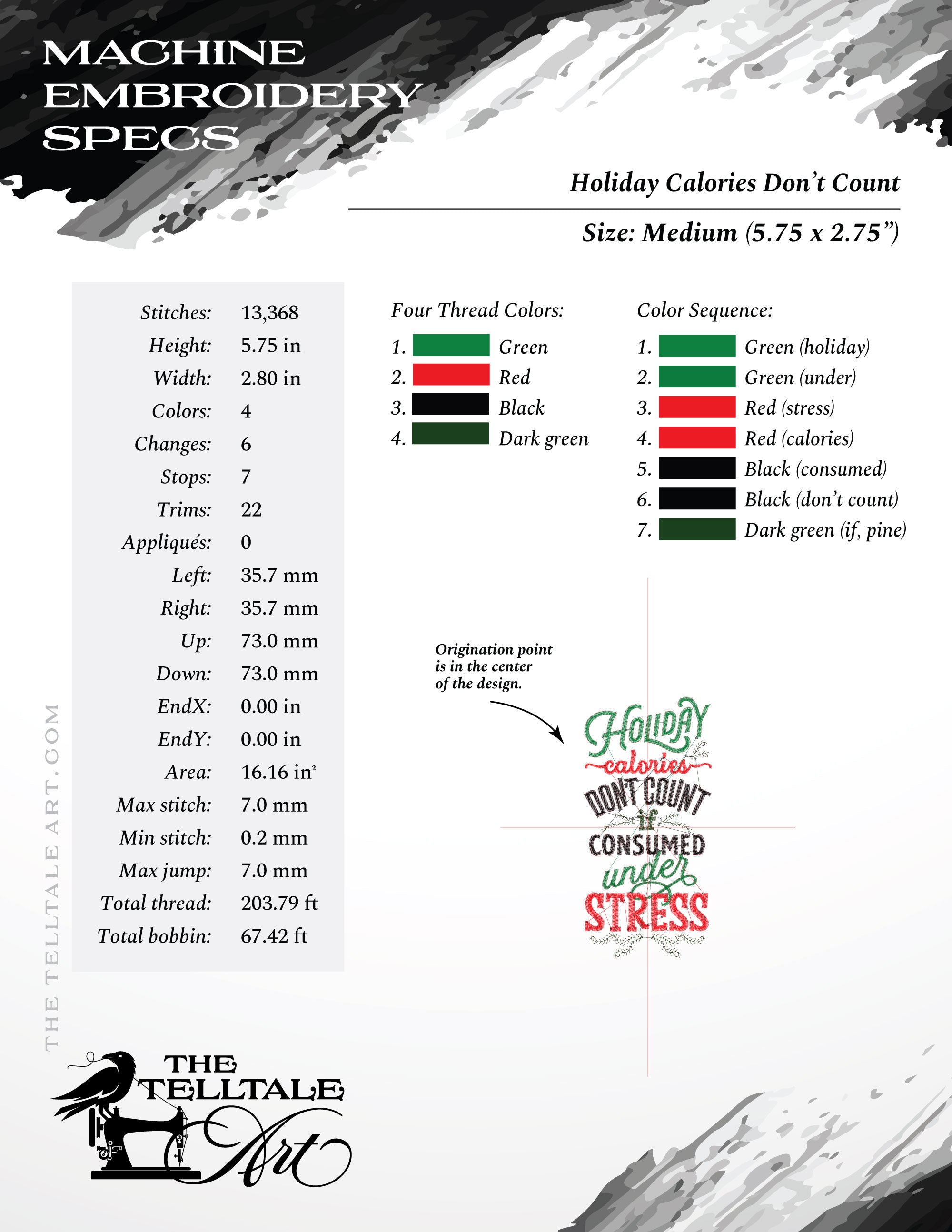 Holiday Calories Don’t Count Under Stress – Seven Sizes 4 to 11 Inches