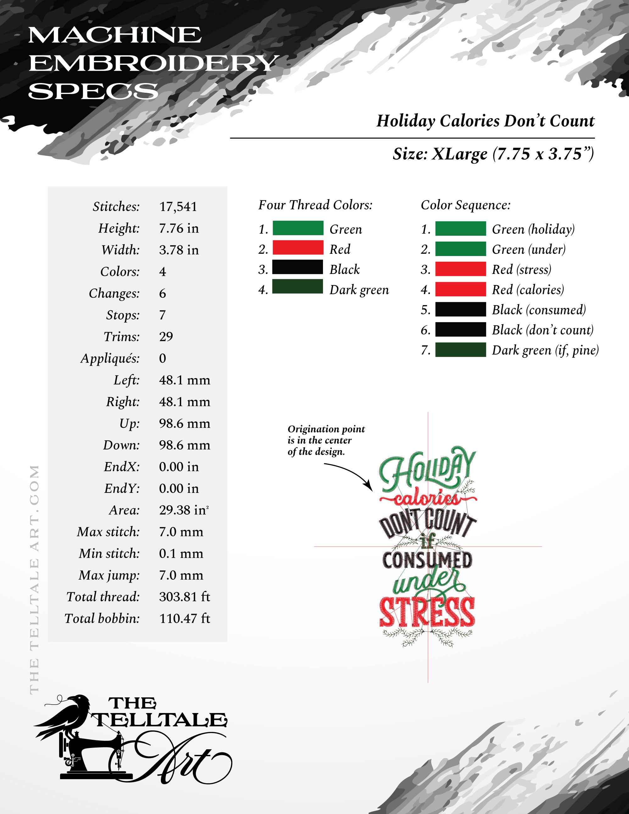 Holiday Calories Don’t Count Under Stress – Seven Sizes 4 to 11 Inches