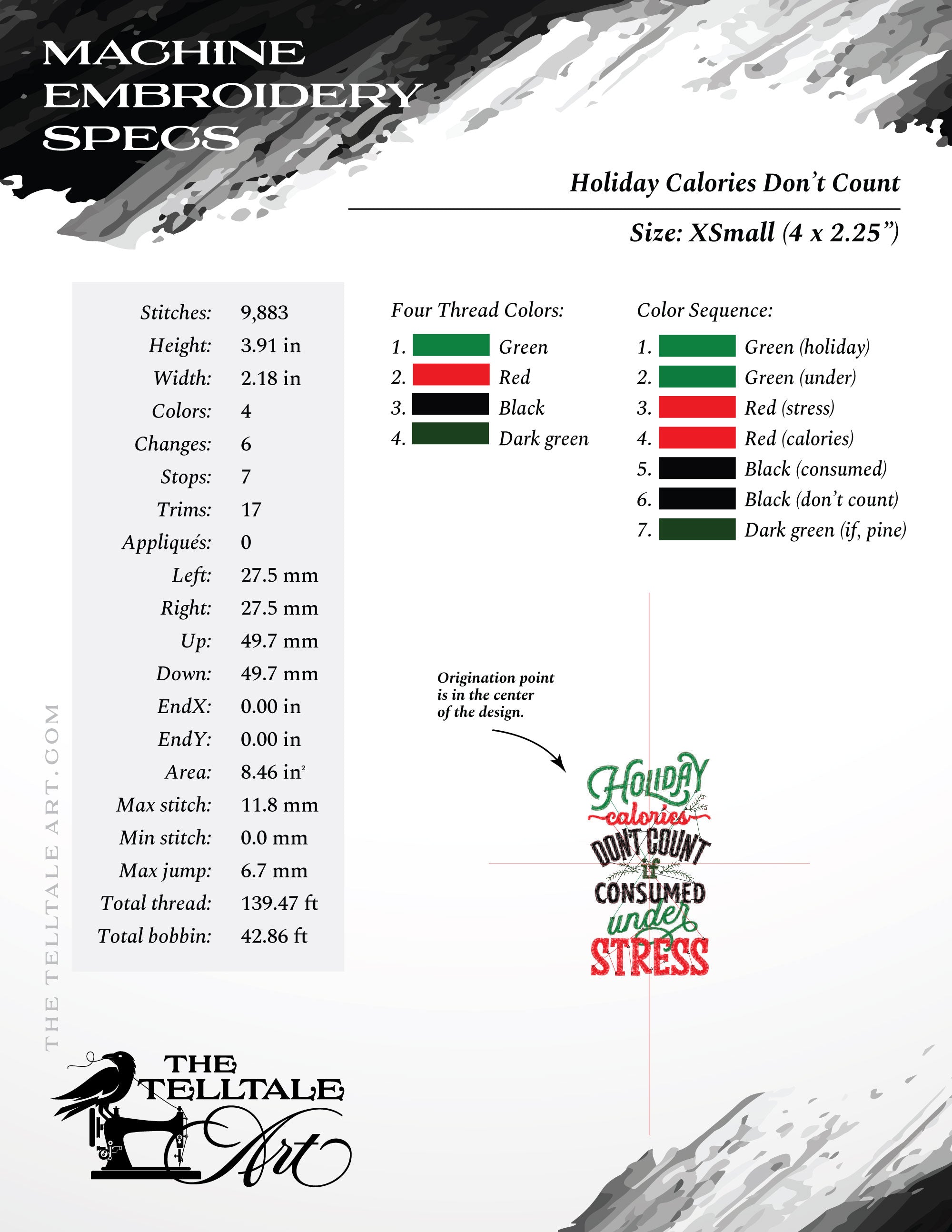 Holiday Calories Don’t Count Under Stress – Seven Sizes 4 to 11 Inches