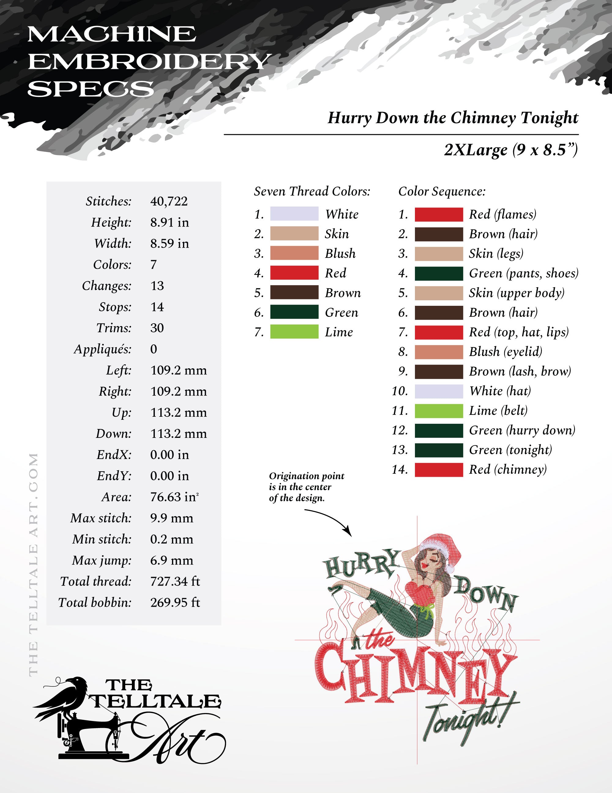 Hurry Down the Chimney Tonight – Six Sizes 5 to 10 Inches – Retro Pinup Christmas