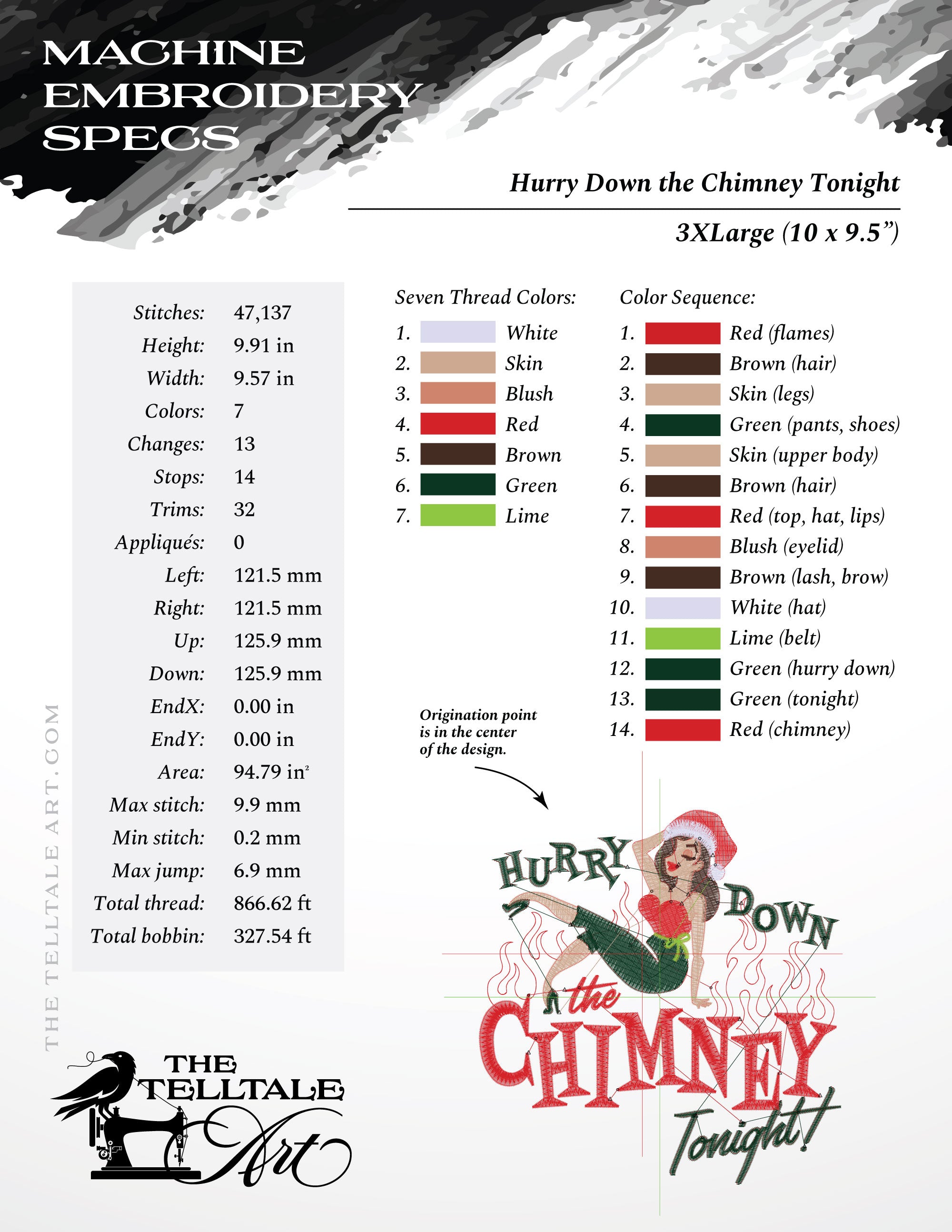 Hurry Down the Chimney Tonight – Six Sizes 5 to 10 Inches – Retro Pinup Christmas