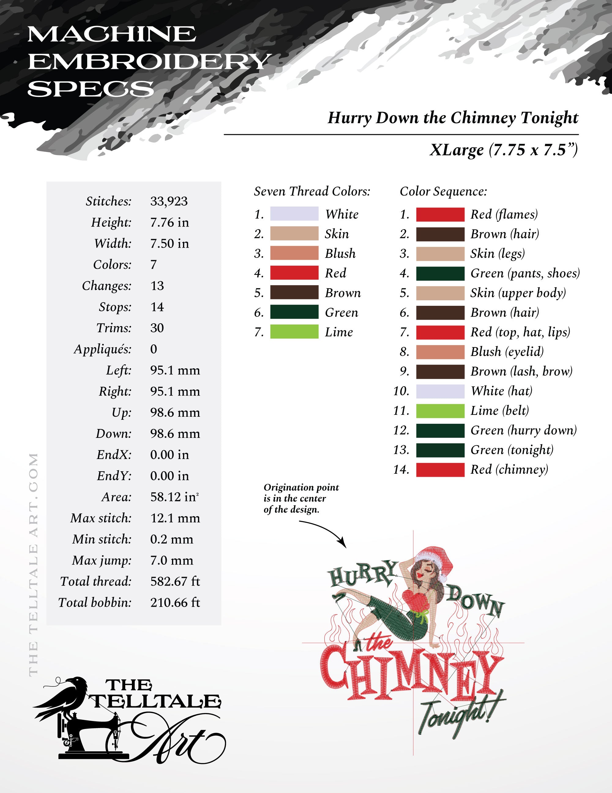 Hurry Down the Chimney Tonight – Six Sizes 5 to 10 Inches – Retro Pinup Christmas