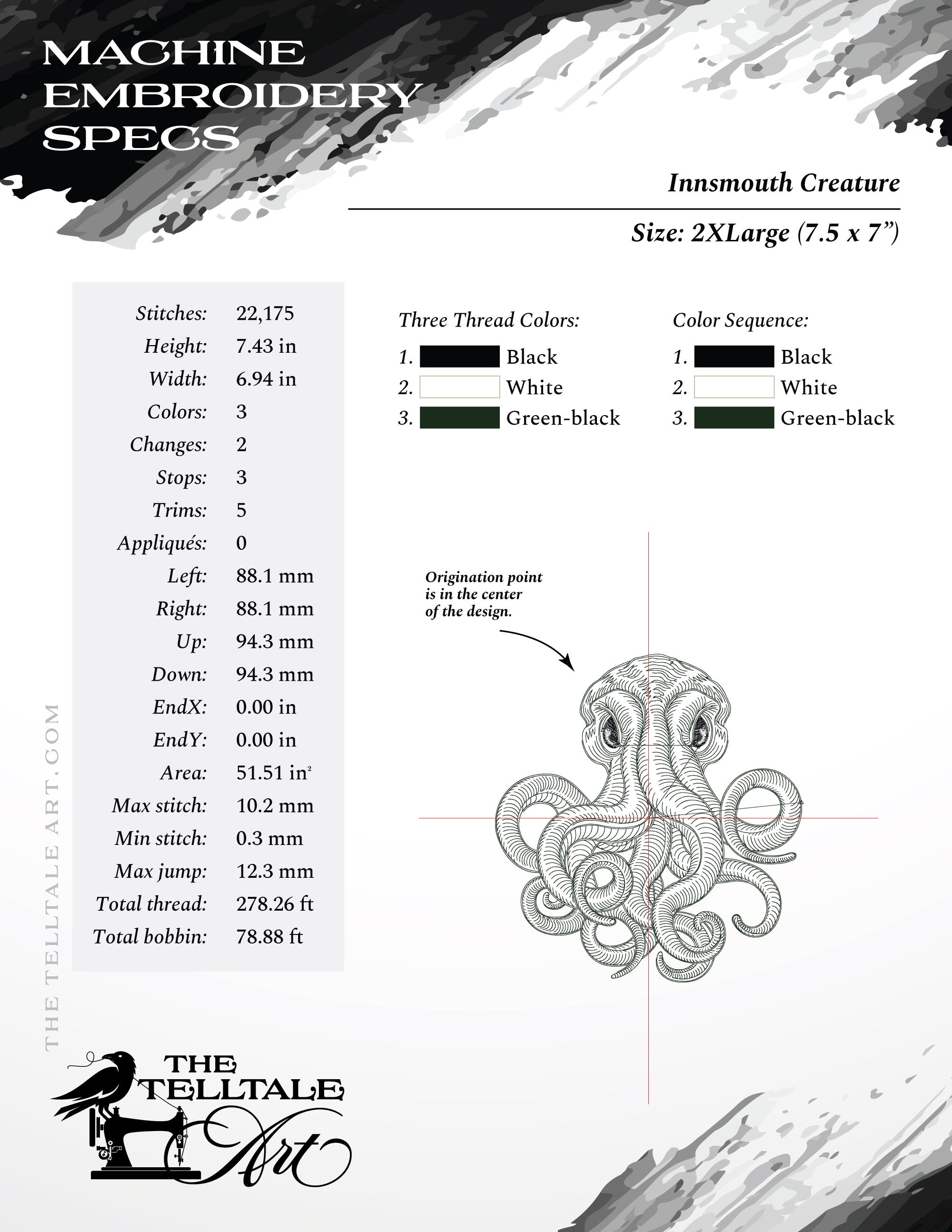 Innsmouth Deep-Sea Creature – Seven Sizes 4 to 12 Inches – Vintage Engraving