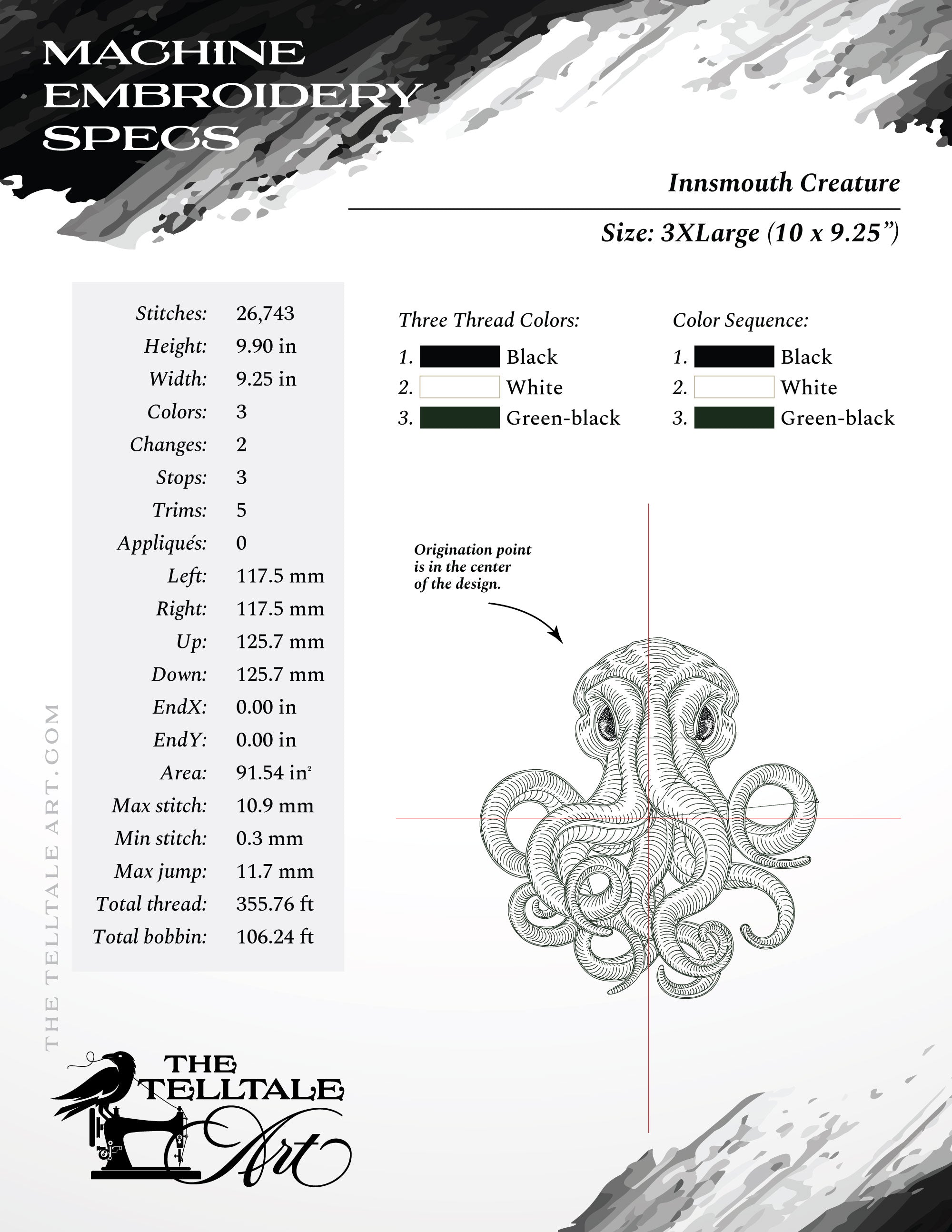 Innsmouth Deep-Sea Creature – Seven Sizes 4 to 12 Inches – Vintage Engraving