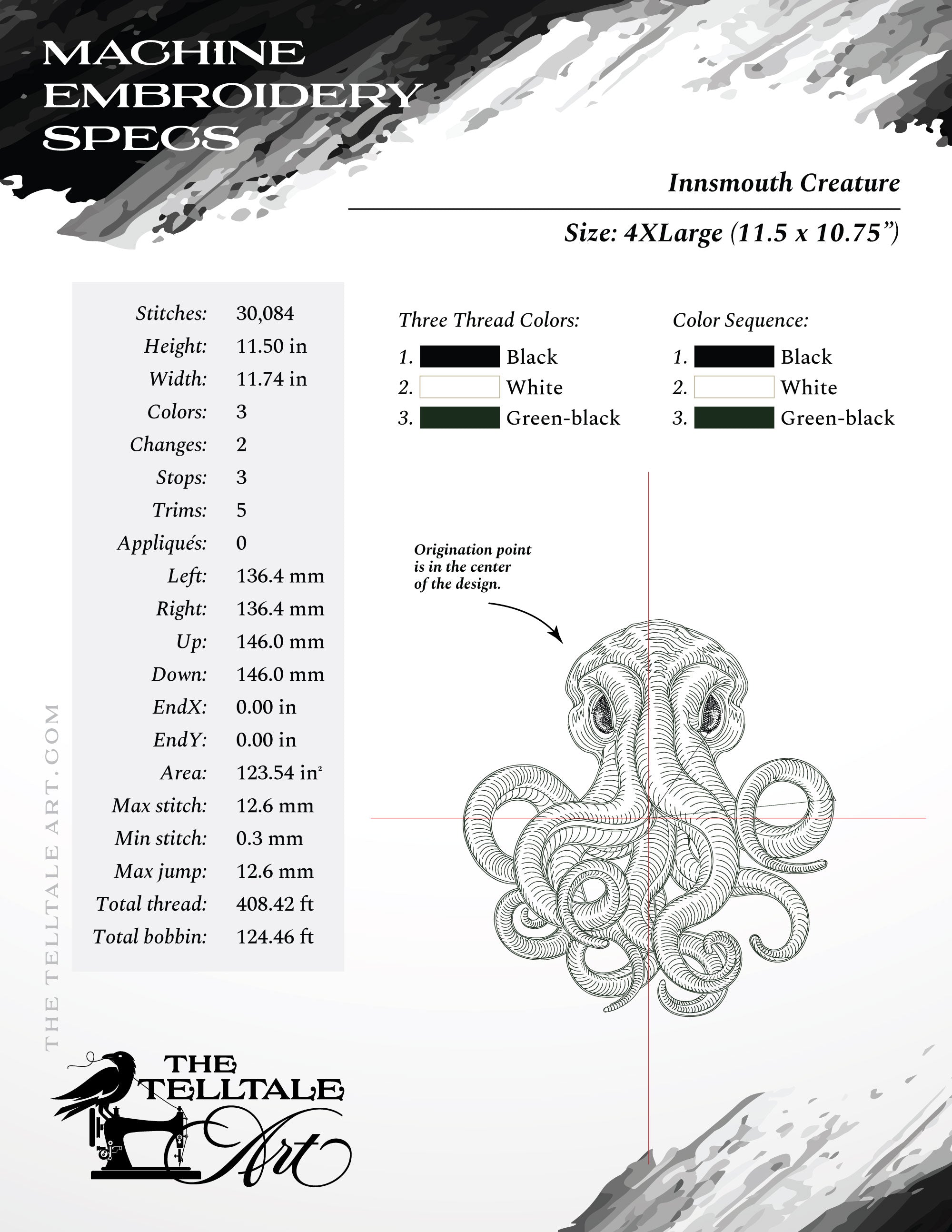 Innsmouth Deep-Sea Creature – Seven Sizes 4 to 12 Inches – Vintage Engraving
