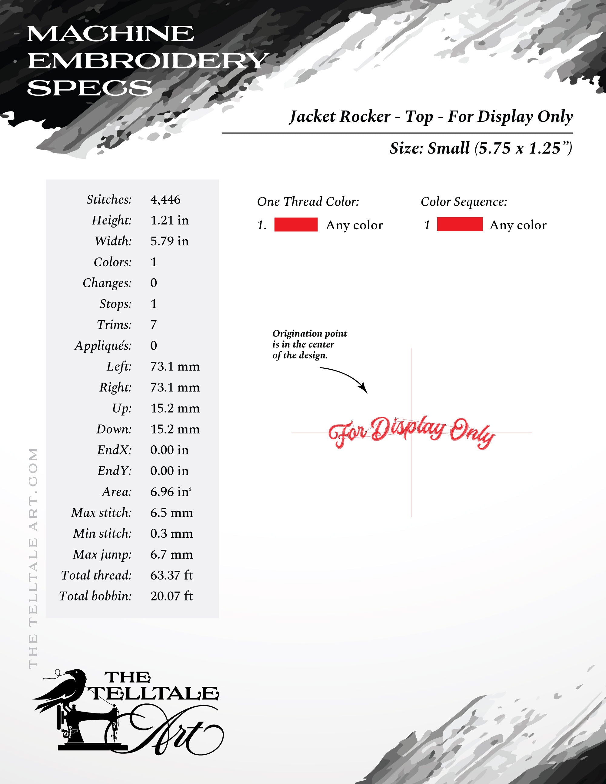 For Display Only & Do Not Touch – Jacket Rocker Embroidery Set – Sizes 5 to 13 Inches