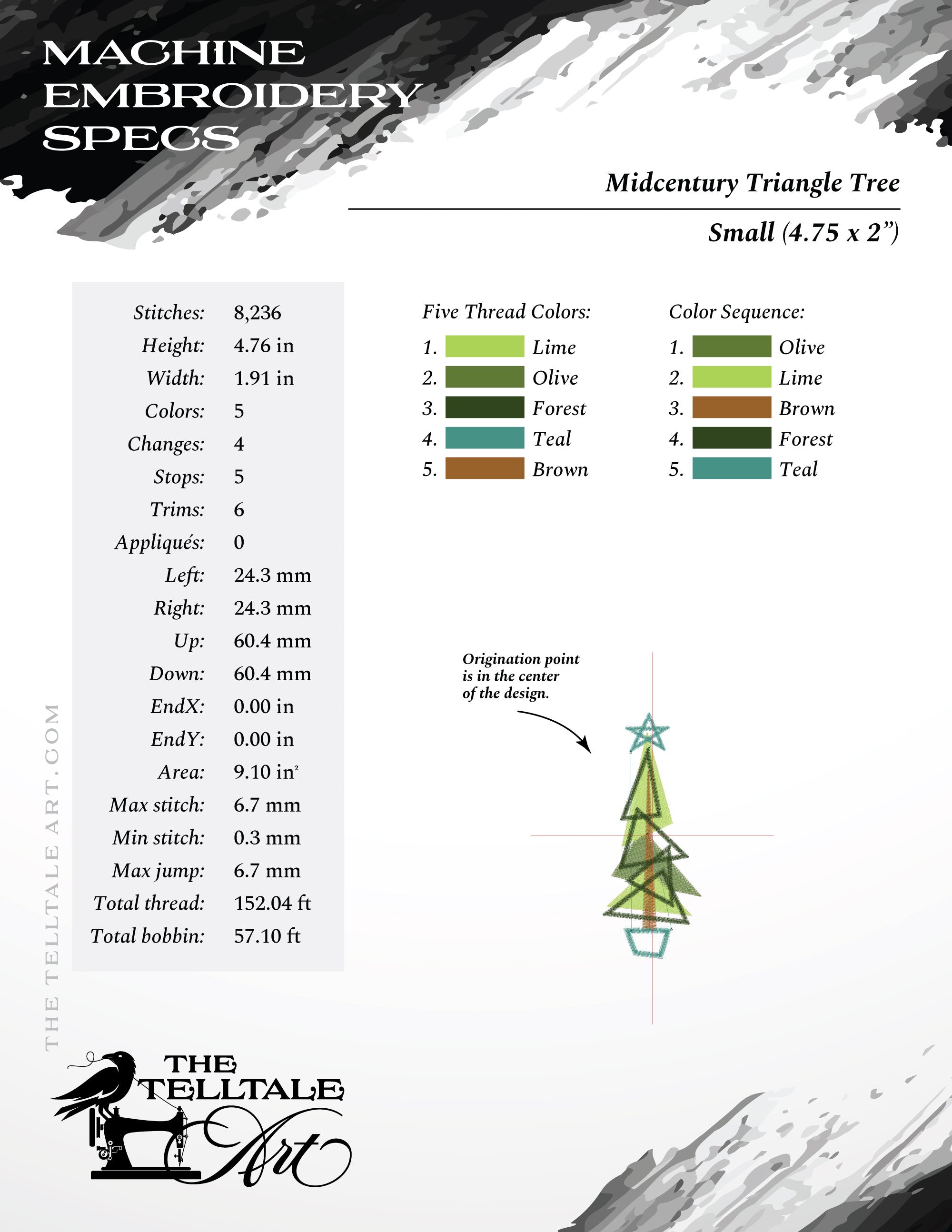 Midcentury Atomic Christmas Tree – Five Sizes 4 to 8 Inches – Retro Geometric Holiday