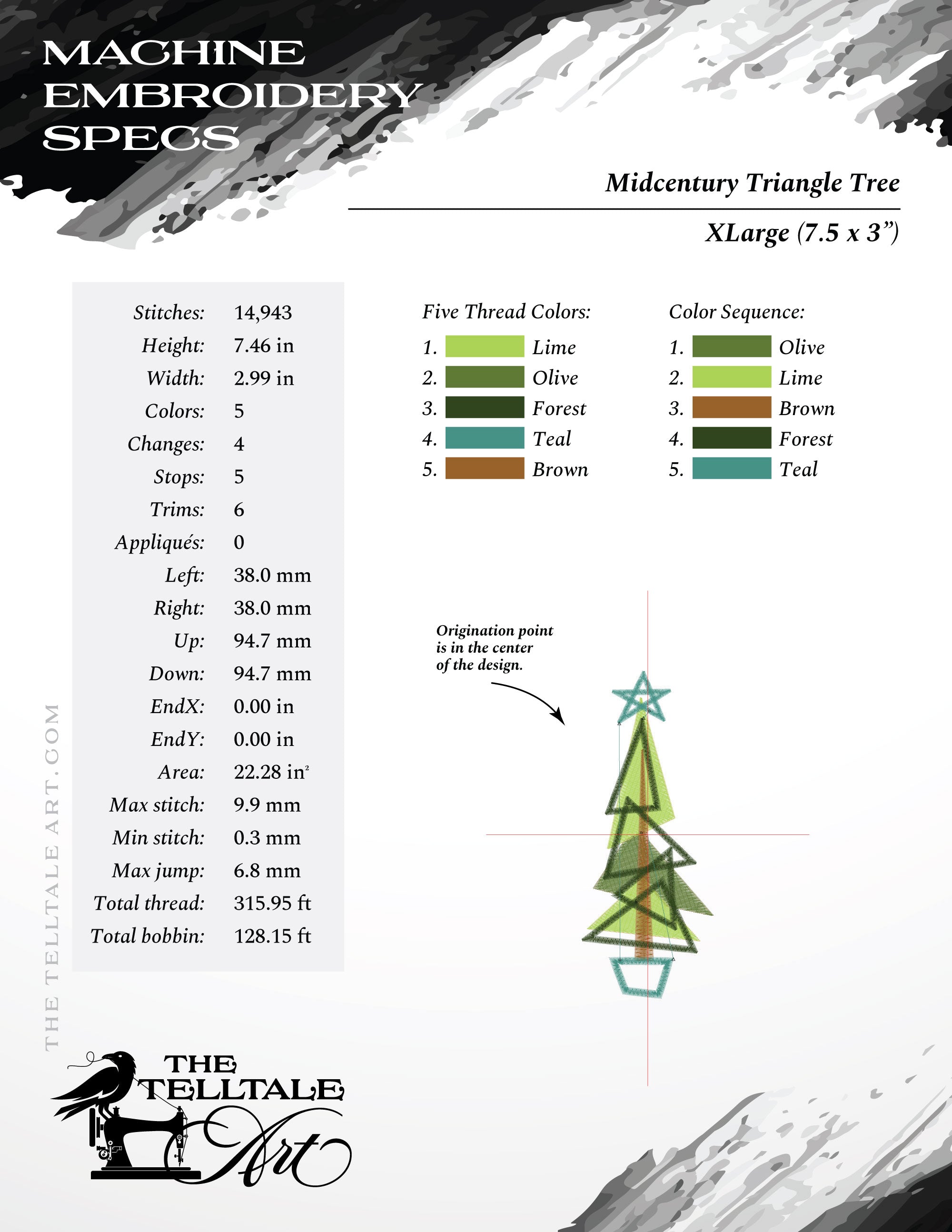Midcentury Atomic Christmas Tree – Five Sizes 4 to 8 Inches – Retro Geometric Holiday