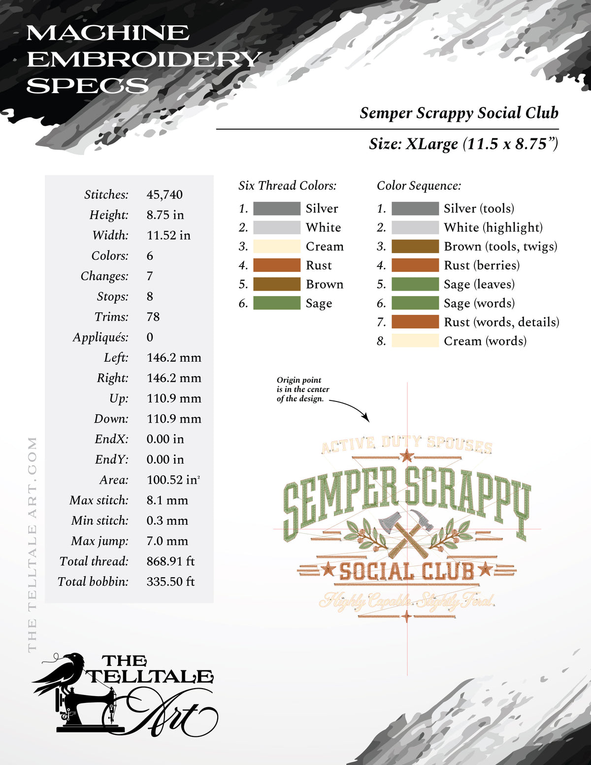 Semper Scrappy Social Club – Active Duty Spouses – Four Sizes 7.5 to 12.5 Inches