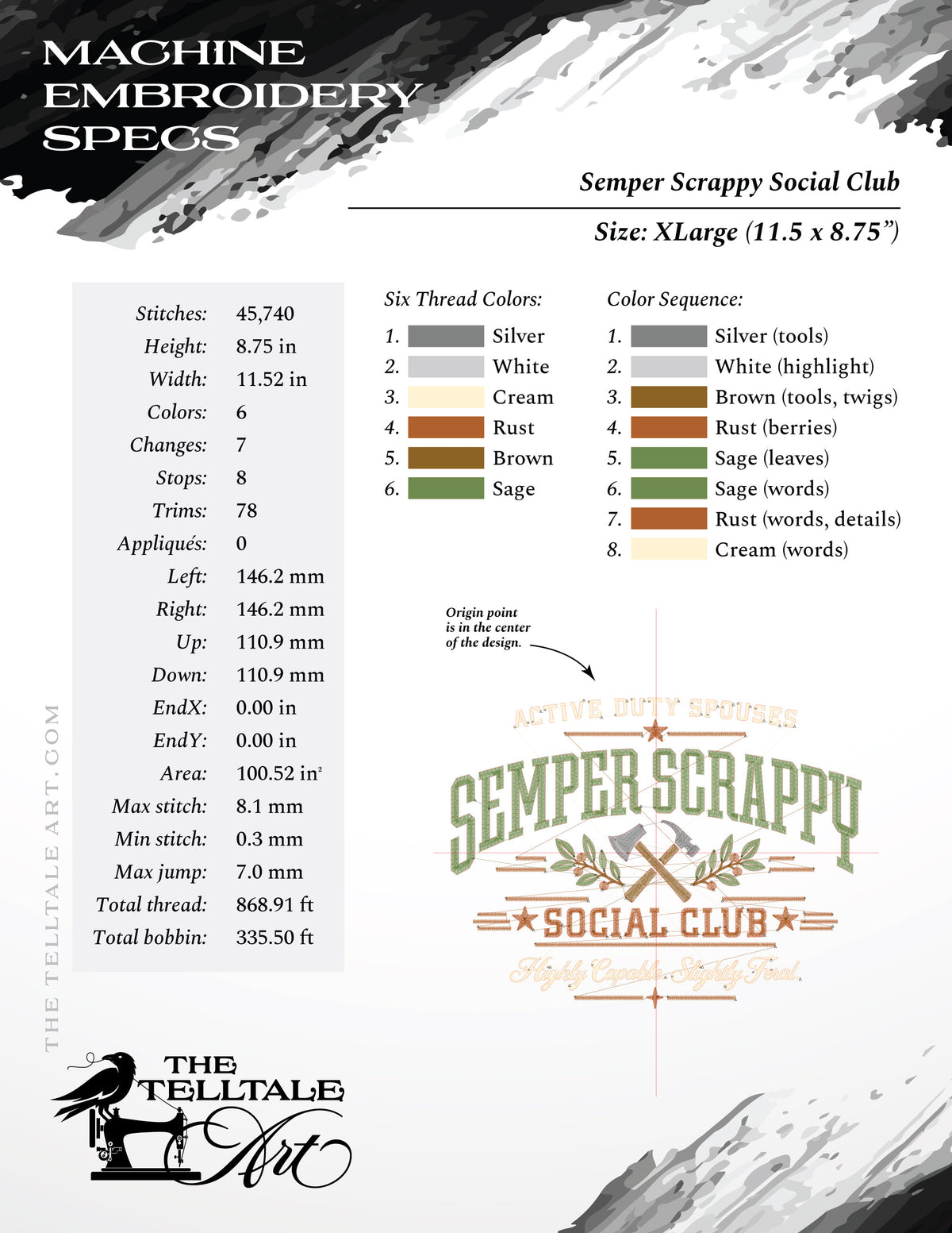 Semper Scrappy Social Club – Active Duty Spouses – Four Sizes 7.5 to 12.5 Inches