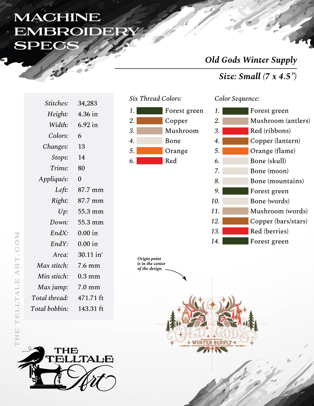 Old Gods Winter Supply – Set Includes Deer Skull, Evergreen Designs & Matching Border Piece