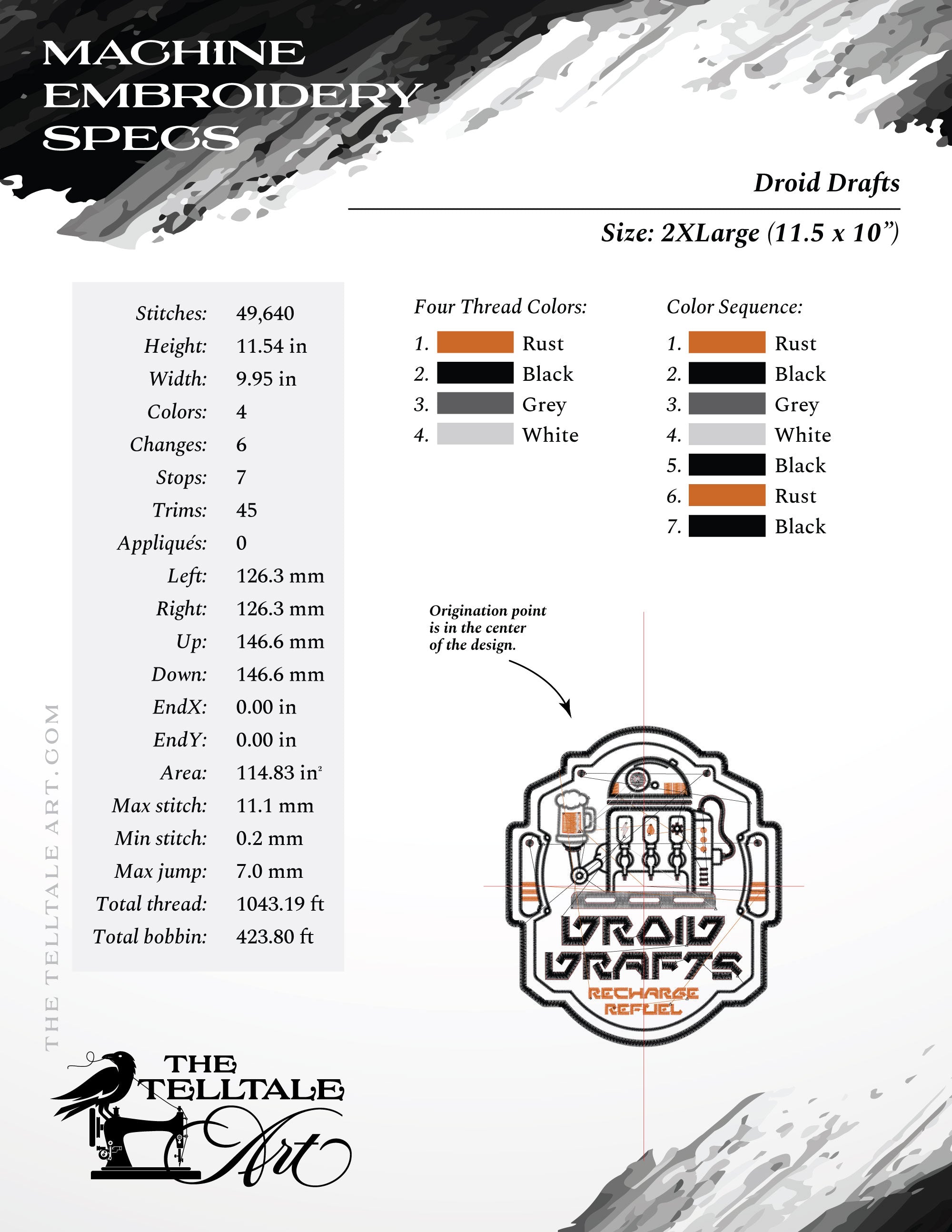 Droid Drafts Embroidery & SVG – Galactic Recharge and Refuel – Sizes 5.5 to 14 Inches Tall