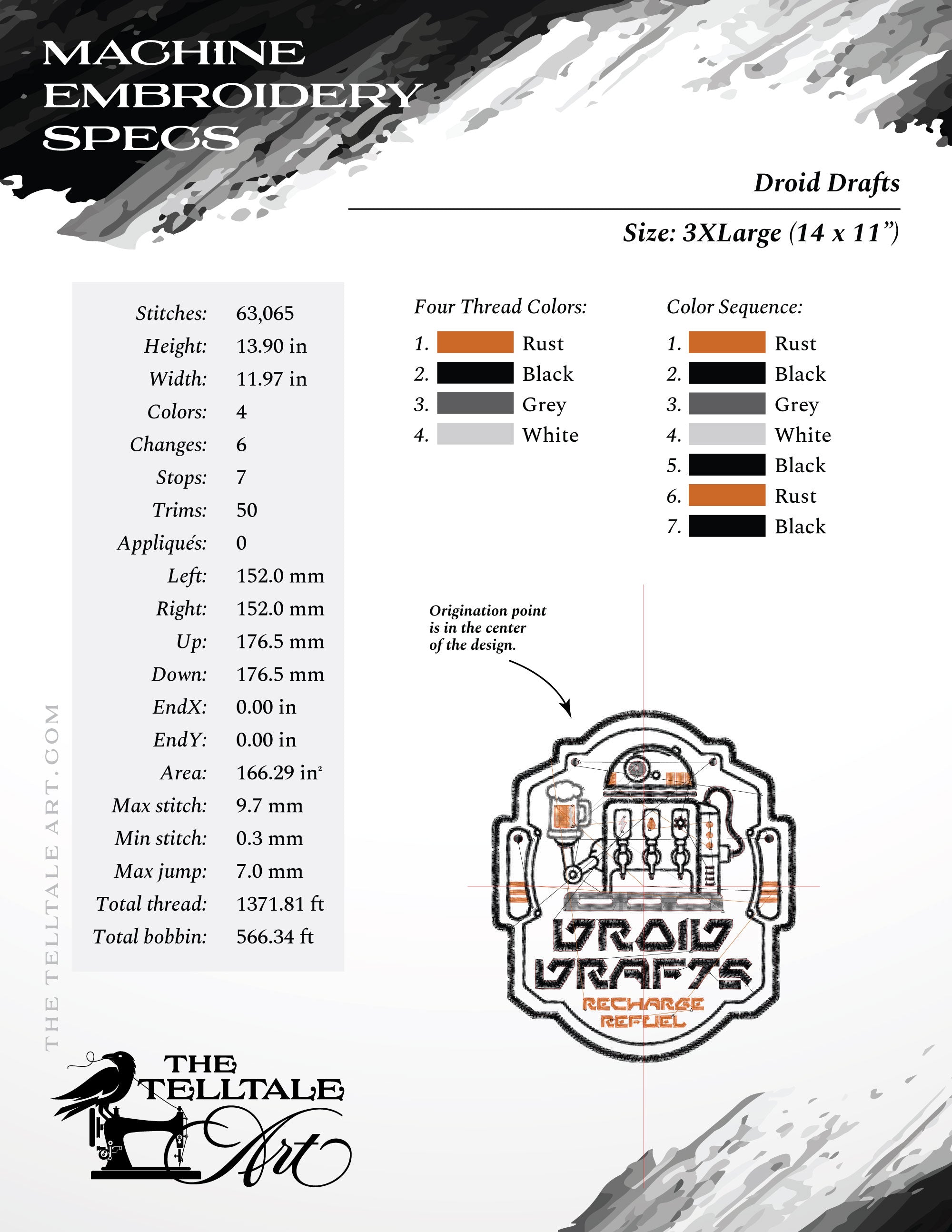Droid Drafts Embroidery & SVG – Galactic Recharge and Refuel – Sizes 5.5 to 14 Inches Tall
