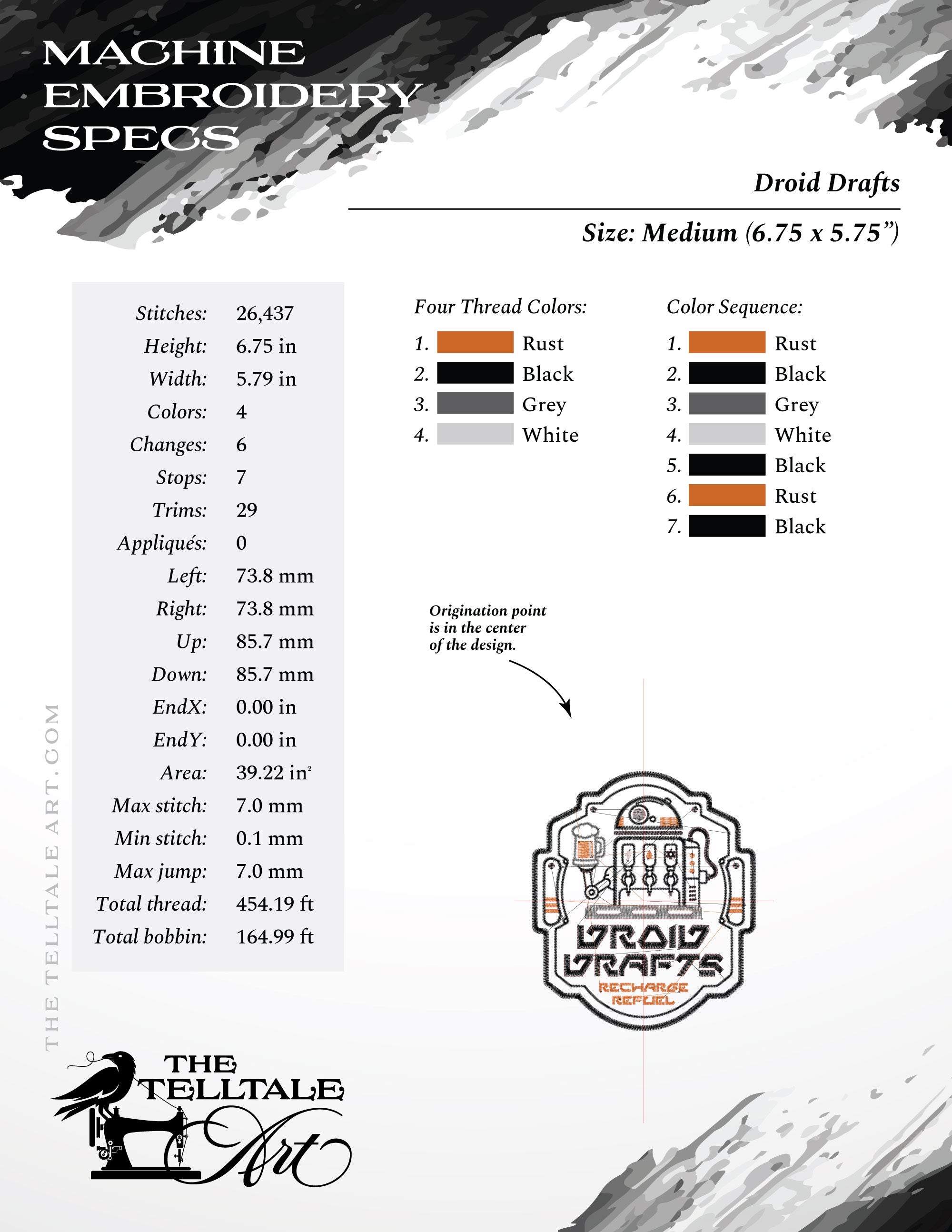 Droid Drafts Embroidery & SVG – Galactic Recharge and Refuel – Sizes 5.5 to 14 Inches Tall