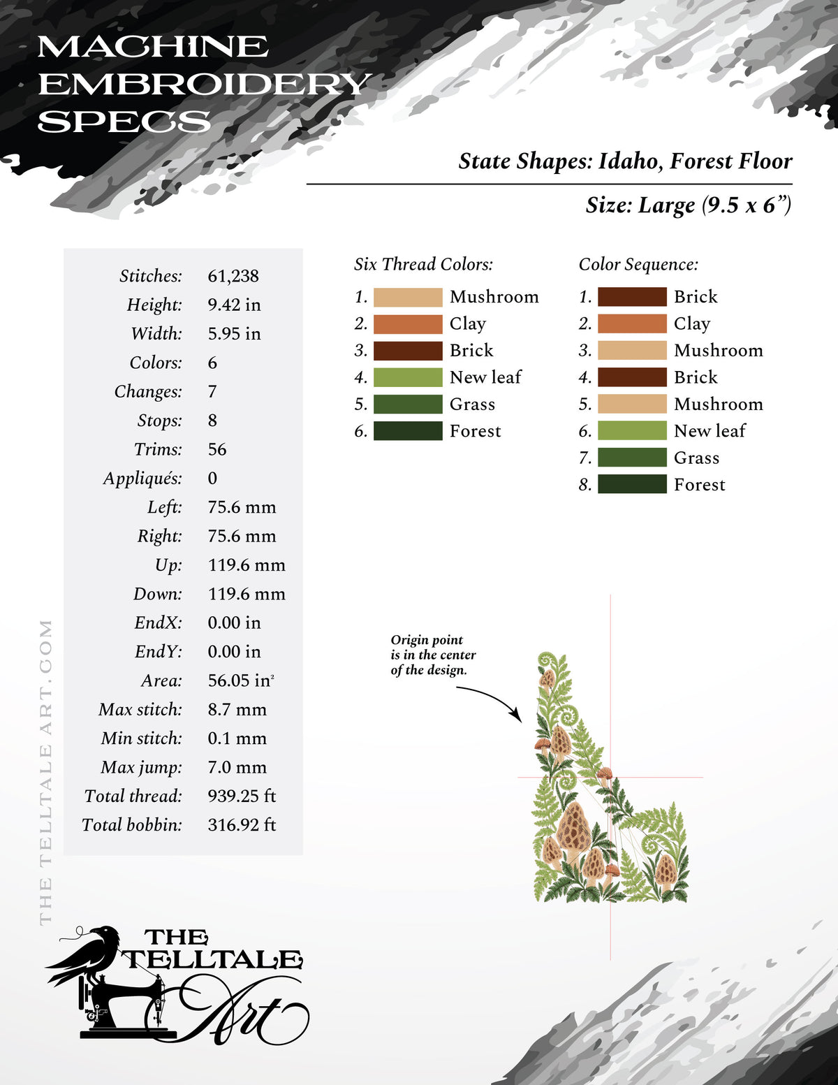 Idaho Forest Floor – Morel Mushrooms & Ferns – Five Sizes 6.5 to 13.5 Inches
