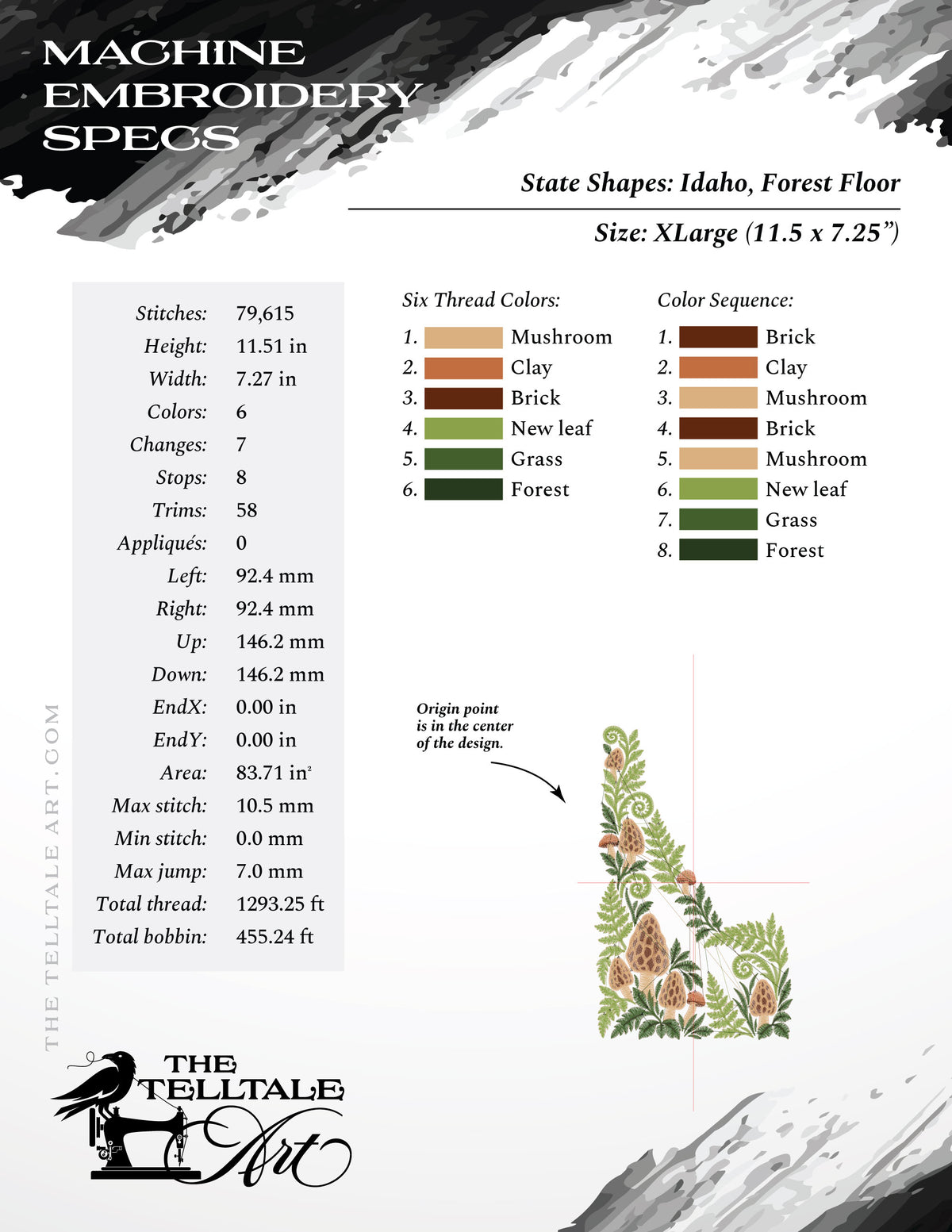 Idaho Forest Floor – Morel Mushrooms & Ferns – Five Sizes 6.5 to 13.5 Inches