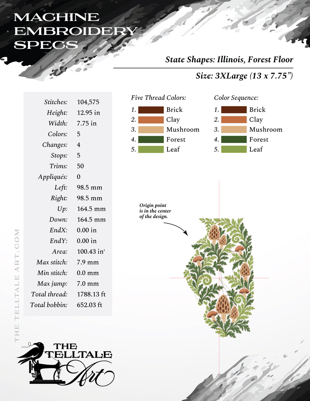 Illinois Forest Floor – Mushrooms & Ferns – Six Sizes 6 to 13 Inches