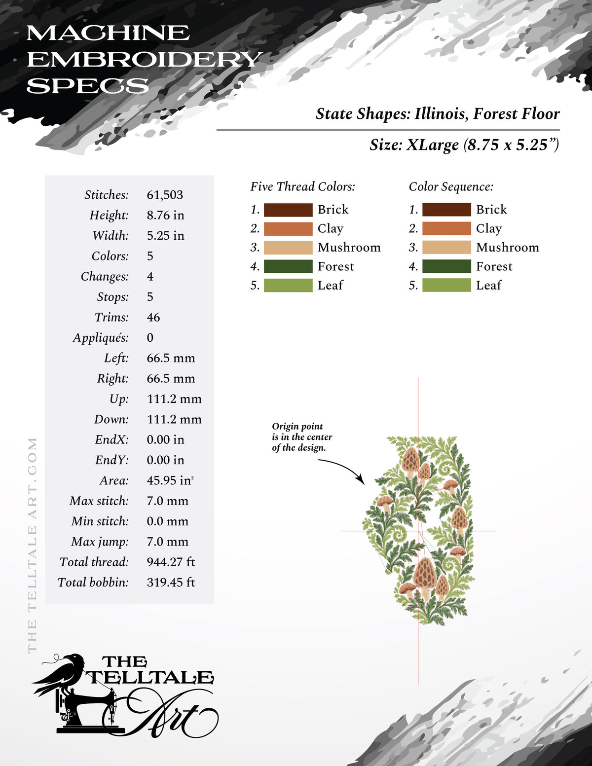Illinois Forest Floor – Mushrooms & Ferns – Six Sizes 6 to 13 Inches