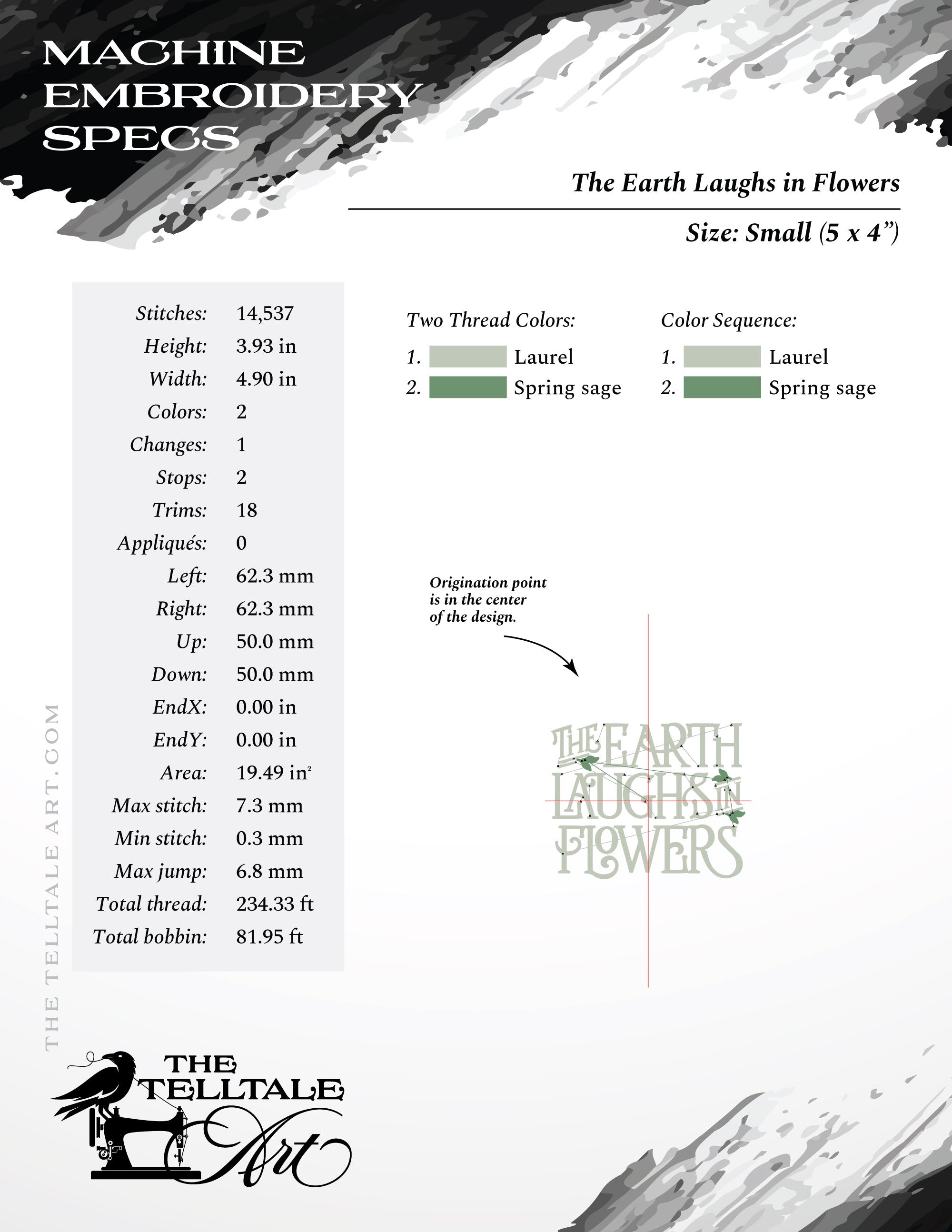 The Earth Laughs in Flowers – Five Sizes 5 to 9 Inches – Elegant Typography
