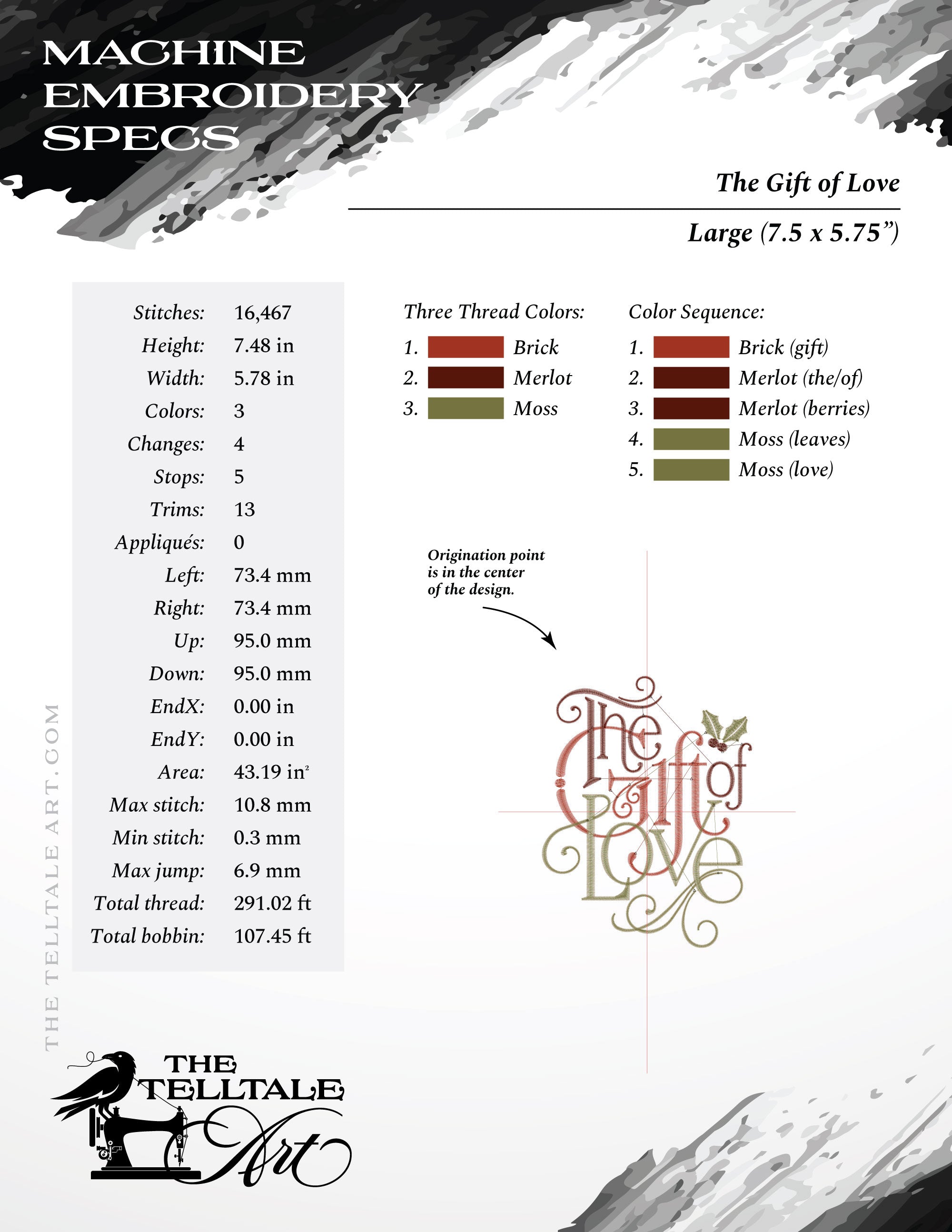 The Gift of Love – Four Sizes 5 to 9 Inches – Elegant Interwoven Typography