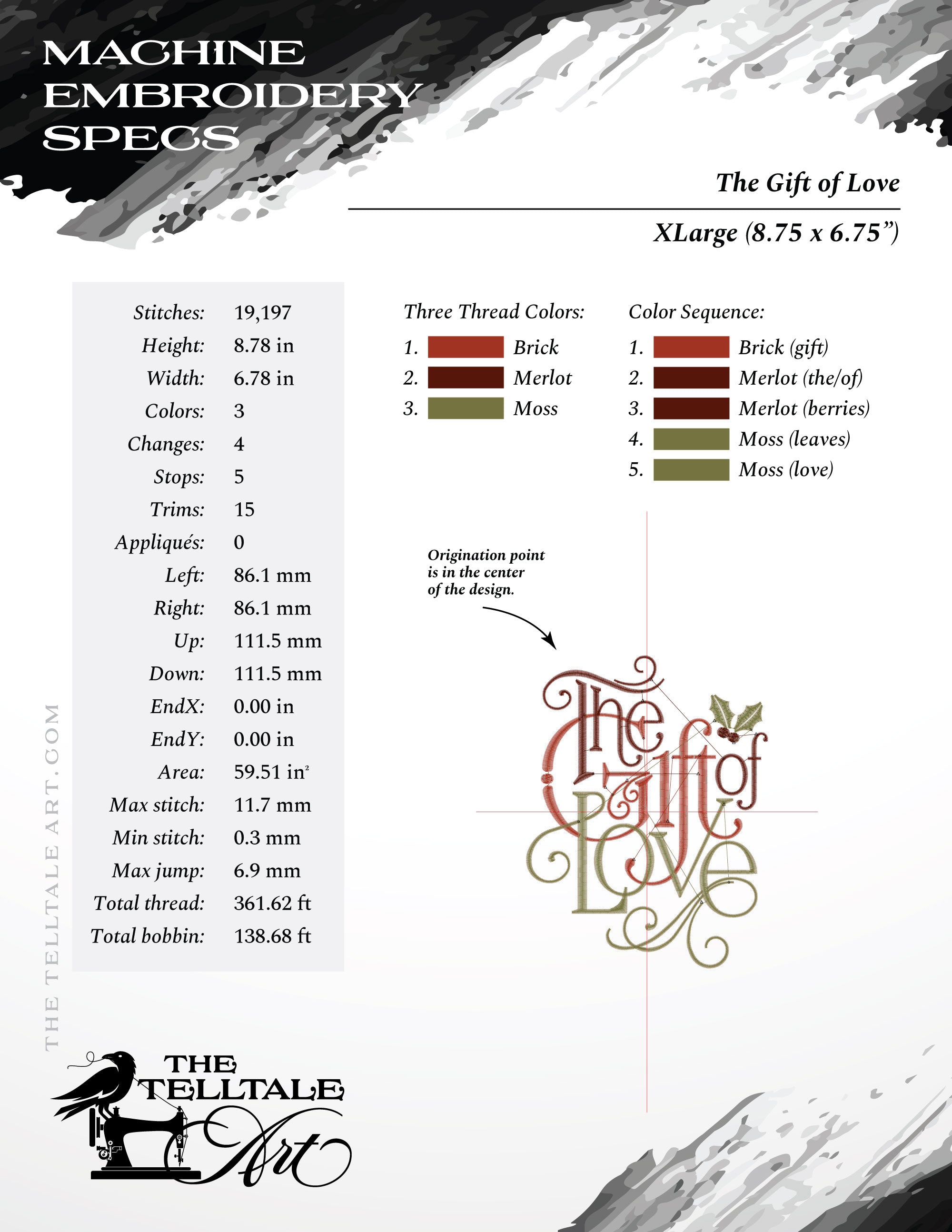 The Gift of Love – Four Sizes 5 to 9 Inches – Elegant Interwoven Typography