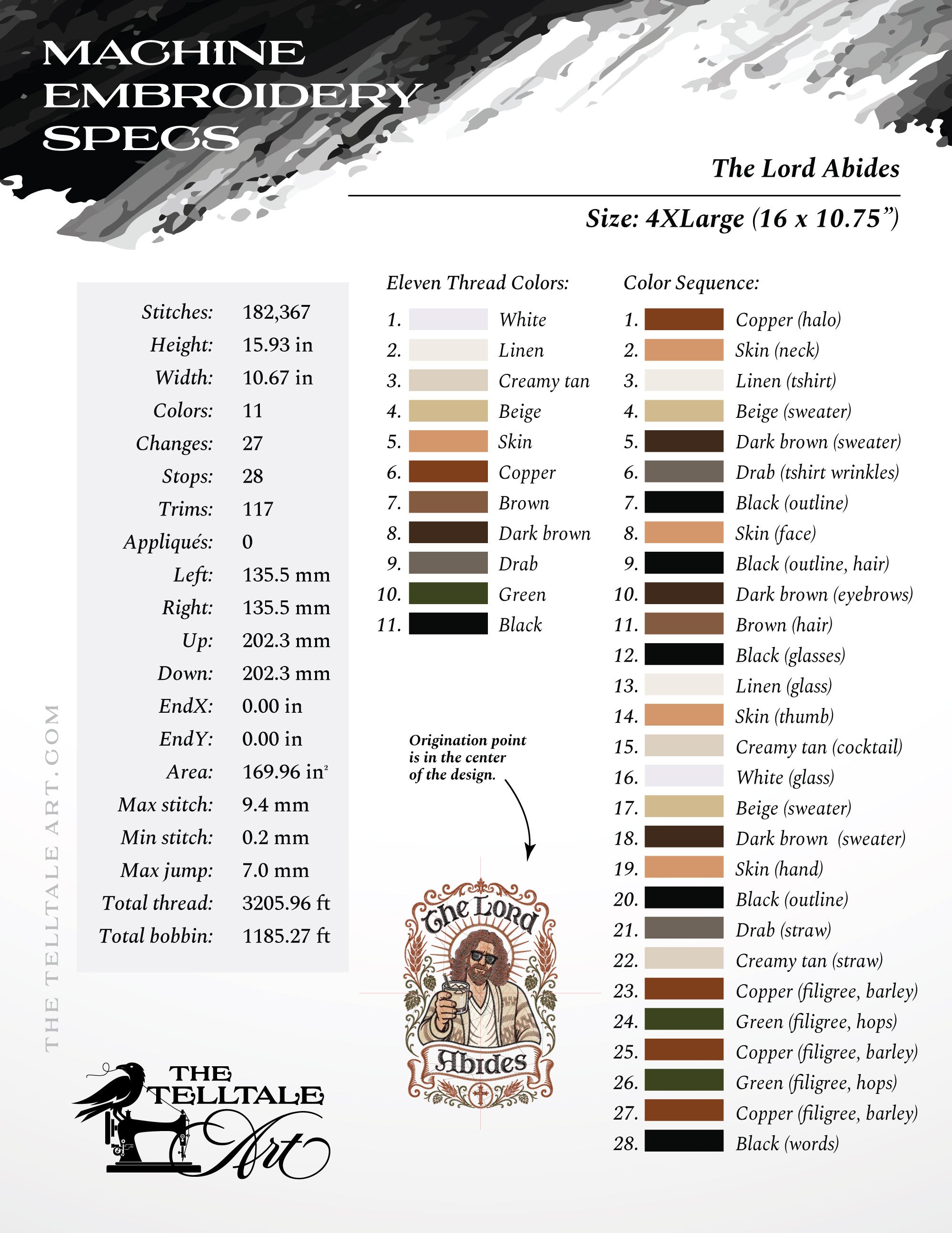The Lord Abides - Premium Embroidery File for Big Projects - 10 to 18 Inches Tall