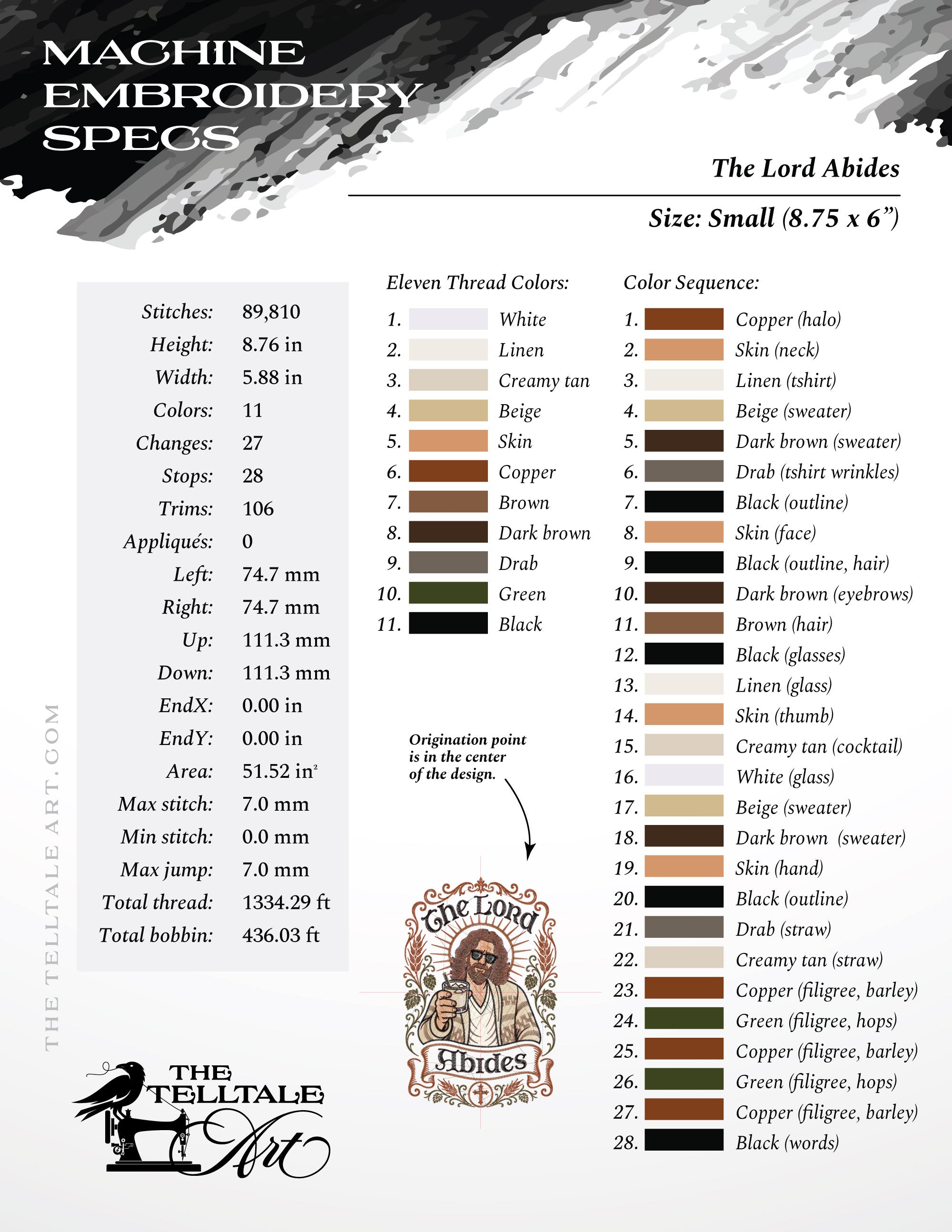 The Lord Abides - Premium Embroidery File for Big Projects - 10 to 18 Inches Tall