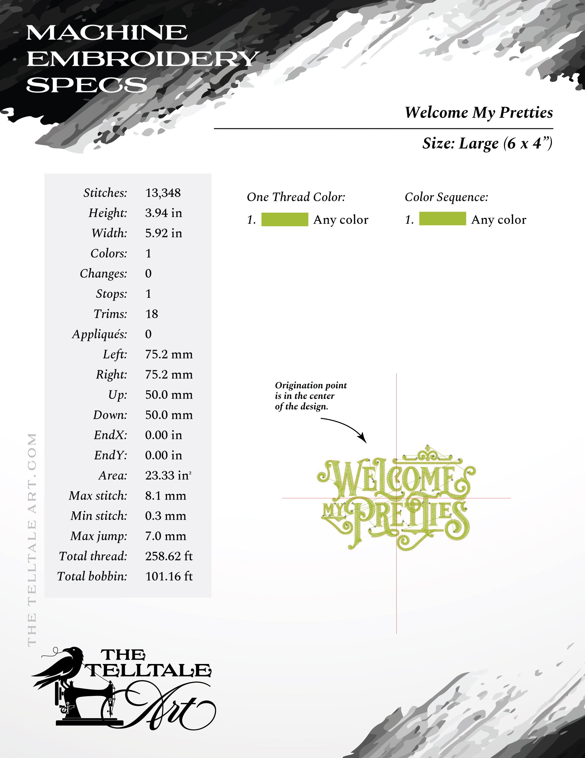 Welcome My Pretties – Vintage Fantasy Typography – Three Sizes 4 to 6 Inches